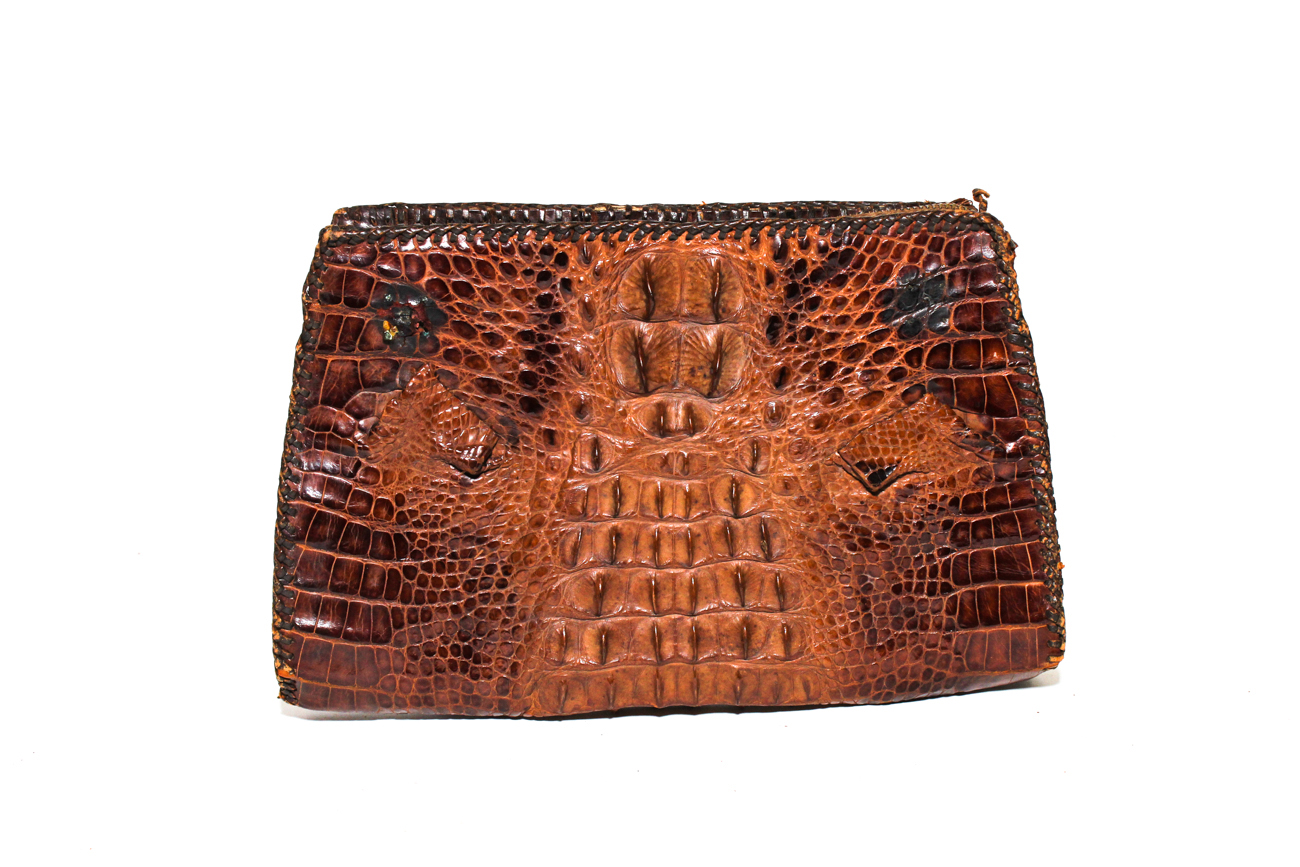 1950s Vintage Genuine Alligator Clutch