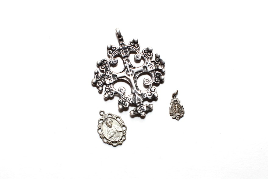 Sterling Silver Religious Pendants And Charms