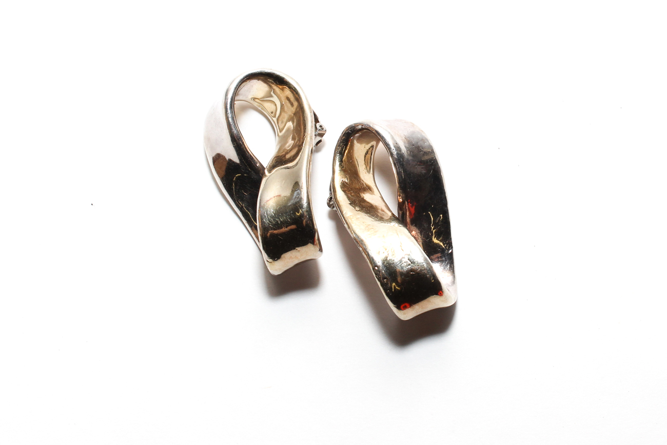 Vintage Sterling Silver Clip-On Earrings