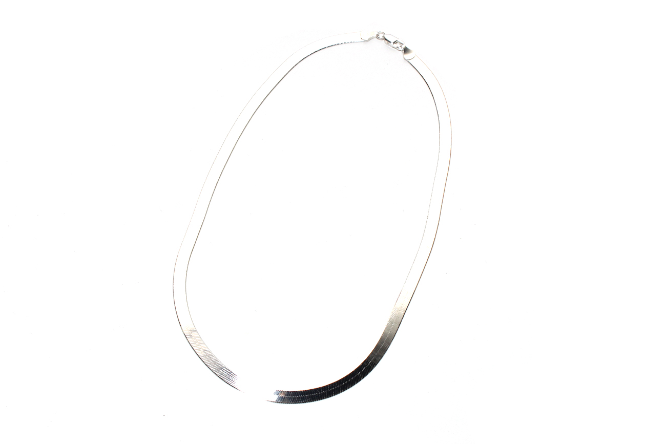 Italian Sterling Silver Herringbone Choker And Bracelet