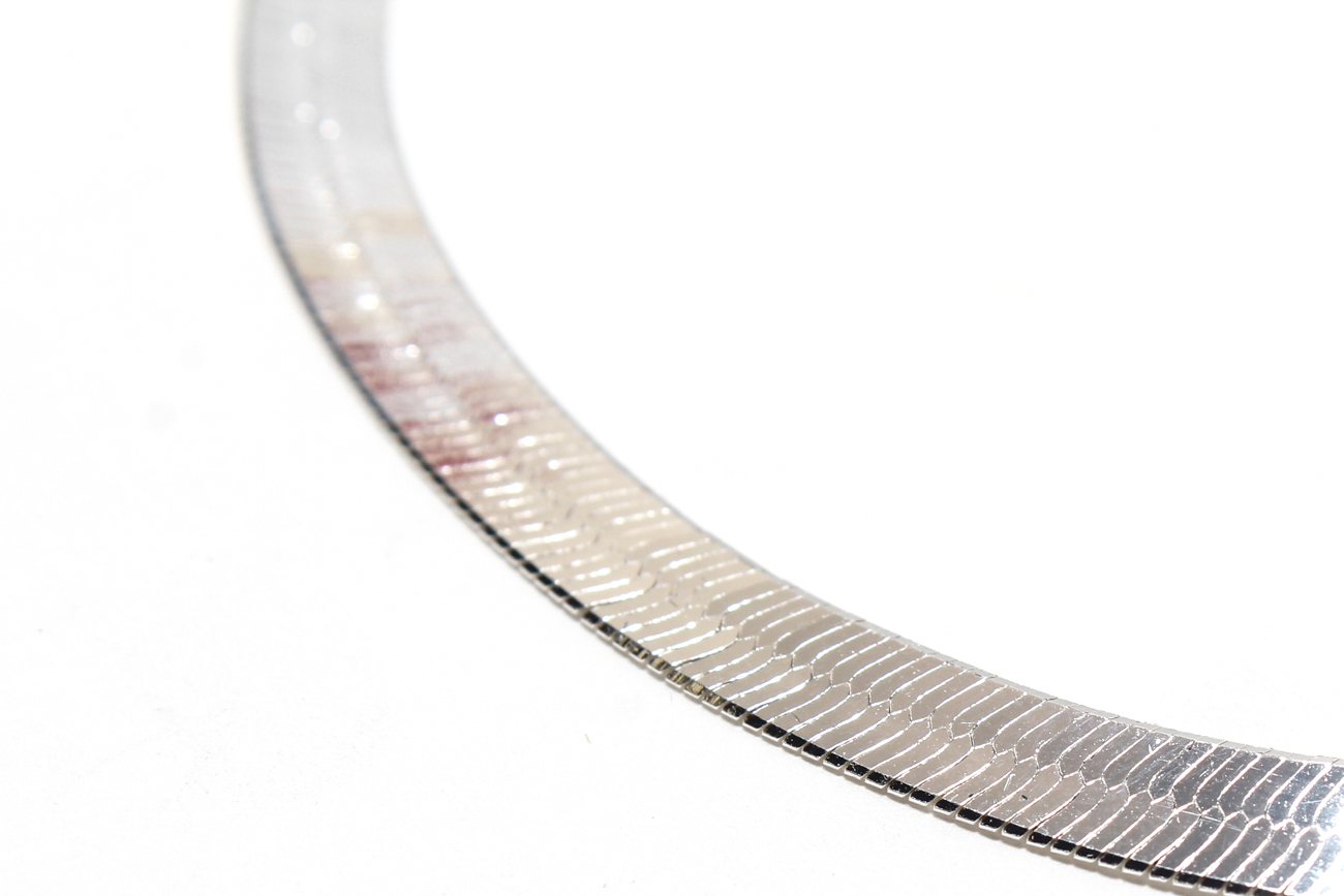 Italian Sterling Silver Herringbone Choker And Bracelet