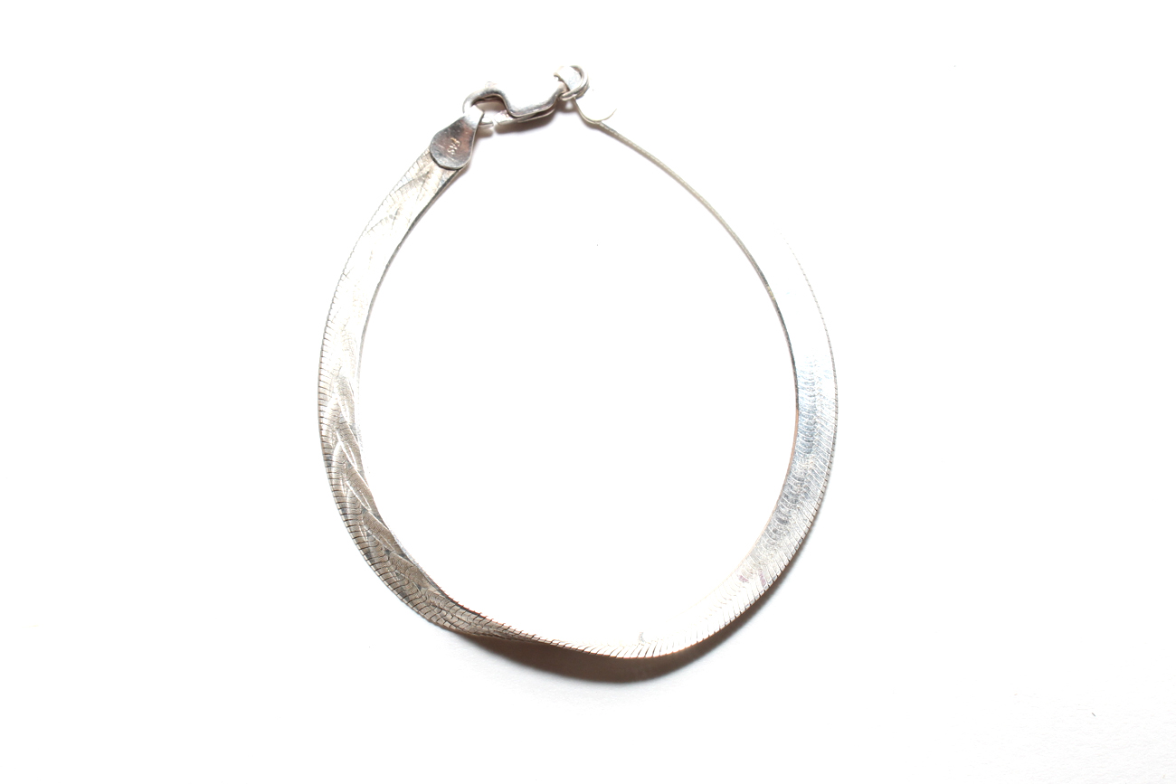 Italian Sterling Silver Herringbone Choker And Bracelet