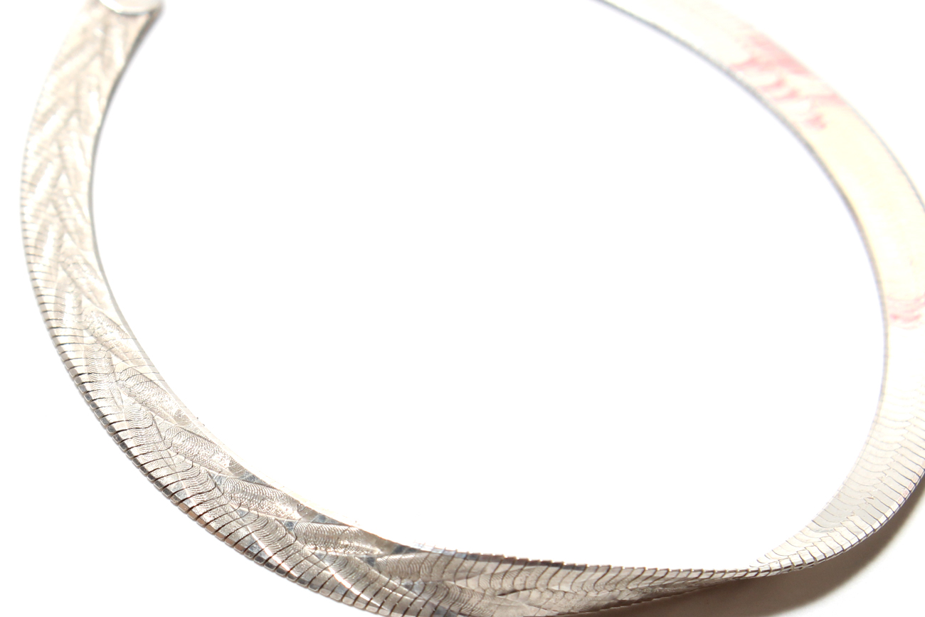 Italian Sterling Silver Herringbone Choker And Bracelet