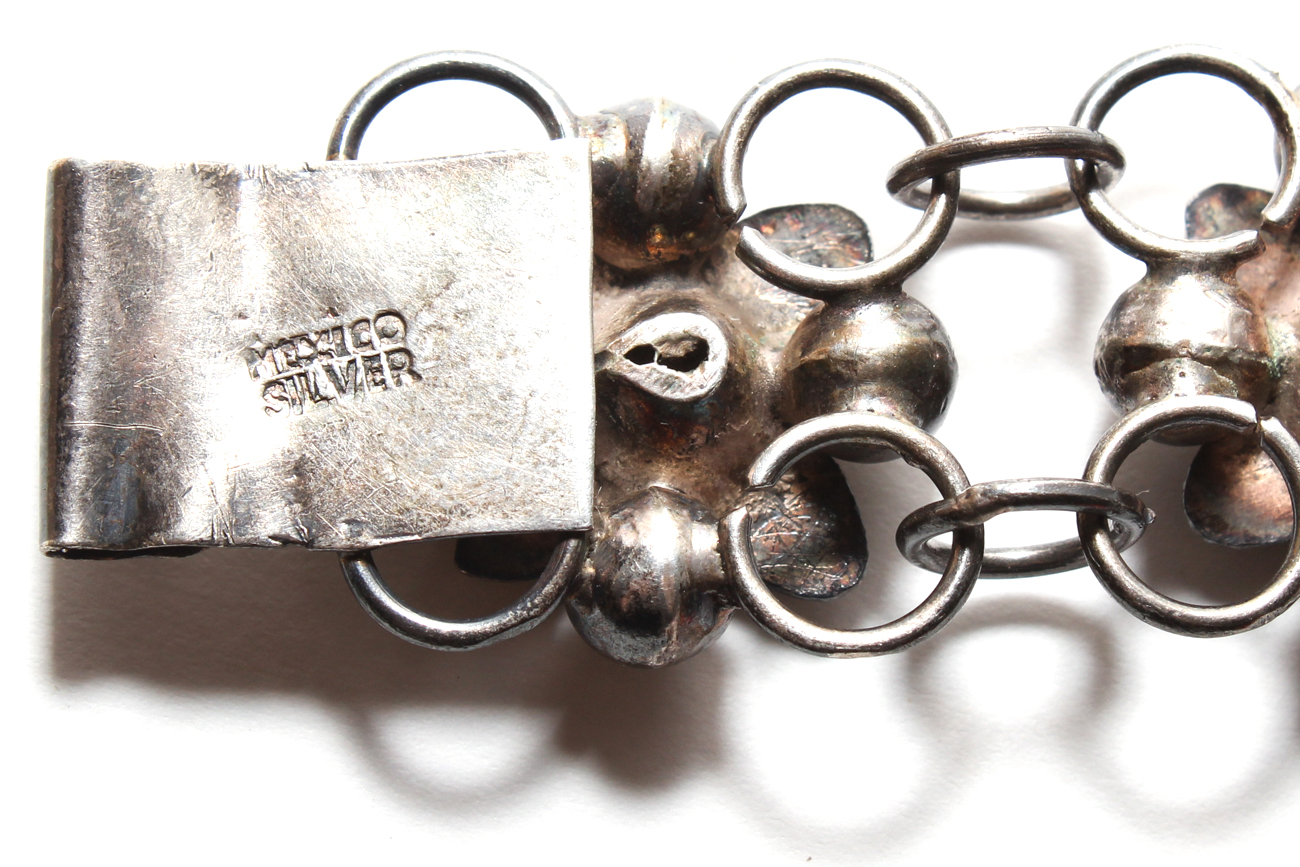 Mexican Sterling Silver And Turquoise Bracelet