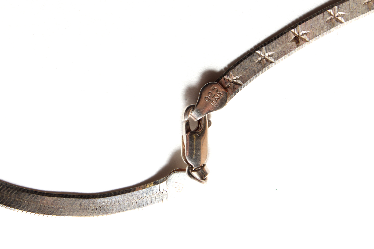 Three Vintage Sterling Silver Herringbone Necklaces