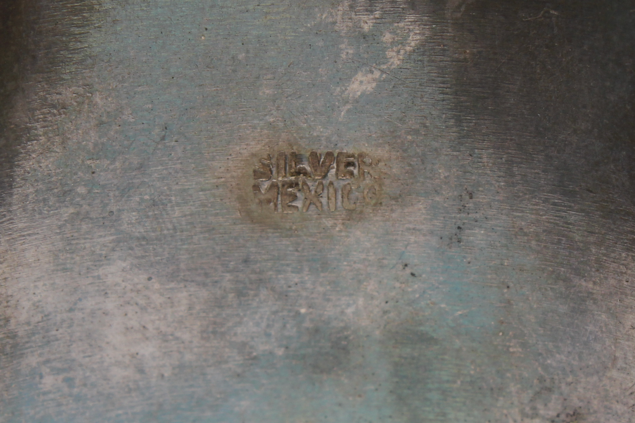 Mexican Sterling Silver Cuff Bracelet With Onyx Face