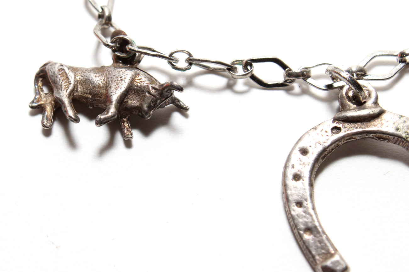 Sterling Silver Cowboy Charm Bracelet