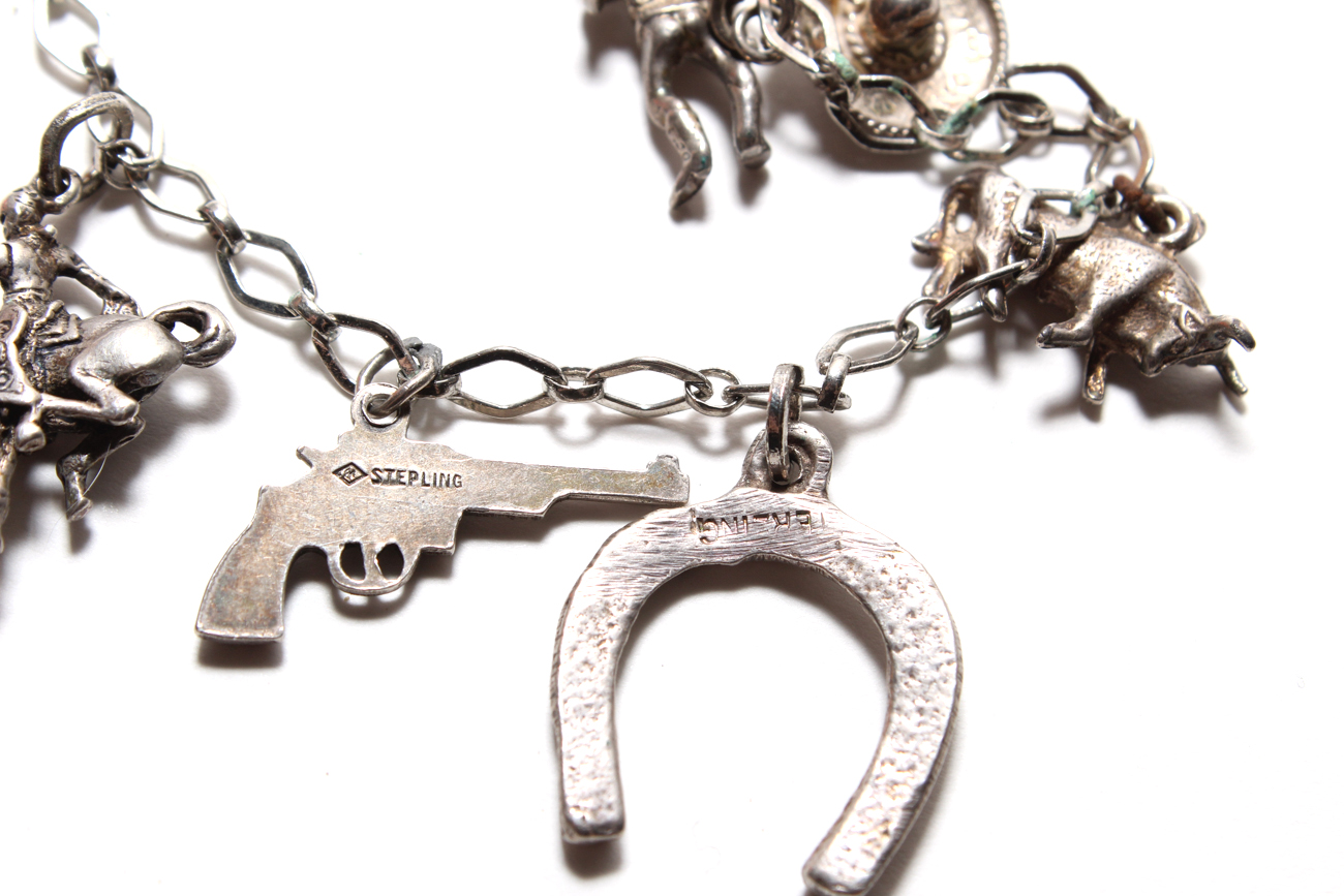 Sterling Silver Cowboy Charm Bracelet