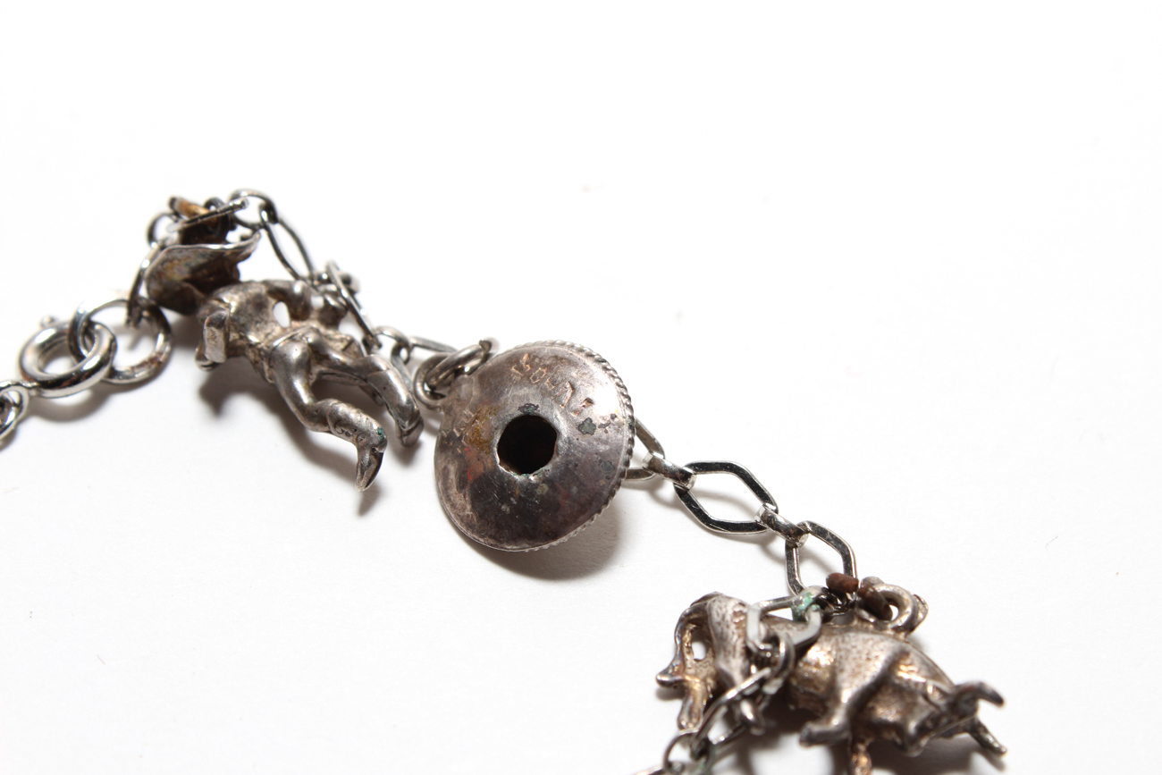 Sterling Silver Cowboy Charm Bracelet