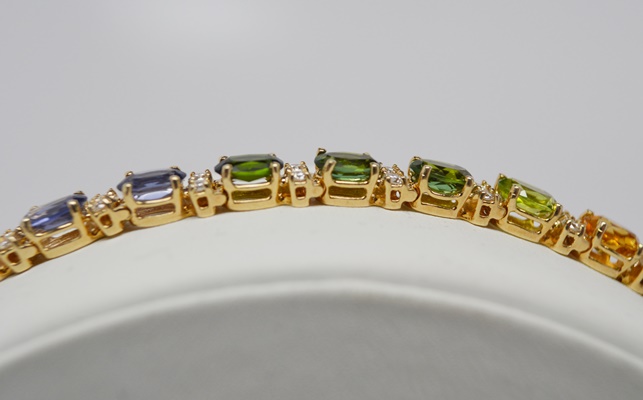 14K Yellow Gold 1.37 CTW Diamond and Multi-Gemstone Bracelet