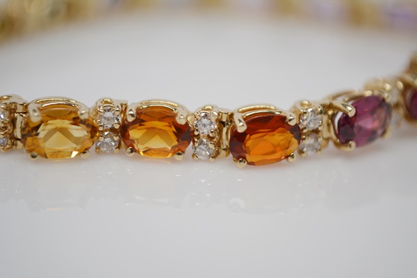 14K Yellow Gold 1.37 CTW Diamond and Multi-Gemstone Bracelet