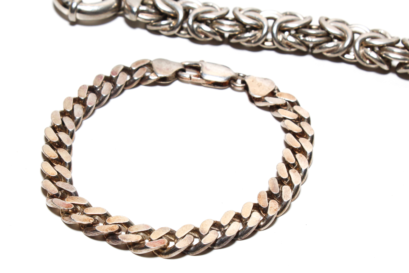 Three Vintage Italian Sterling Silver Bracelets