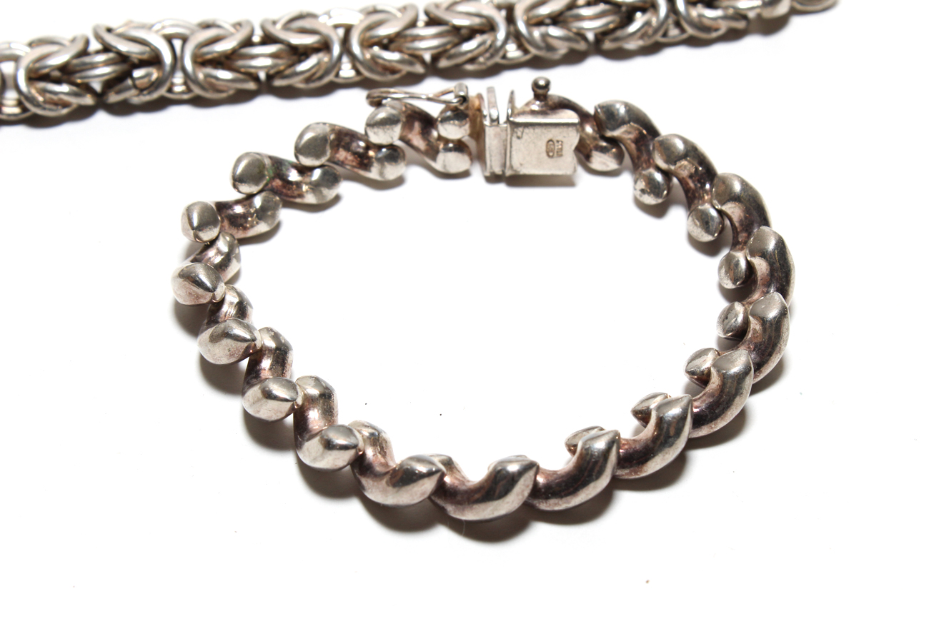 Three Vintage Italian Sterling Silver Bracelets