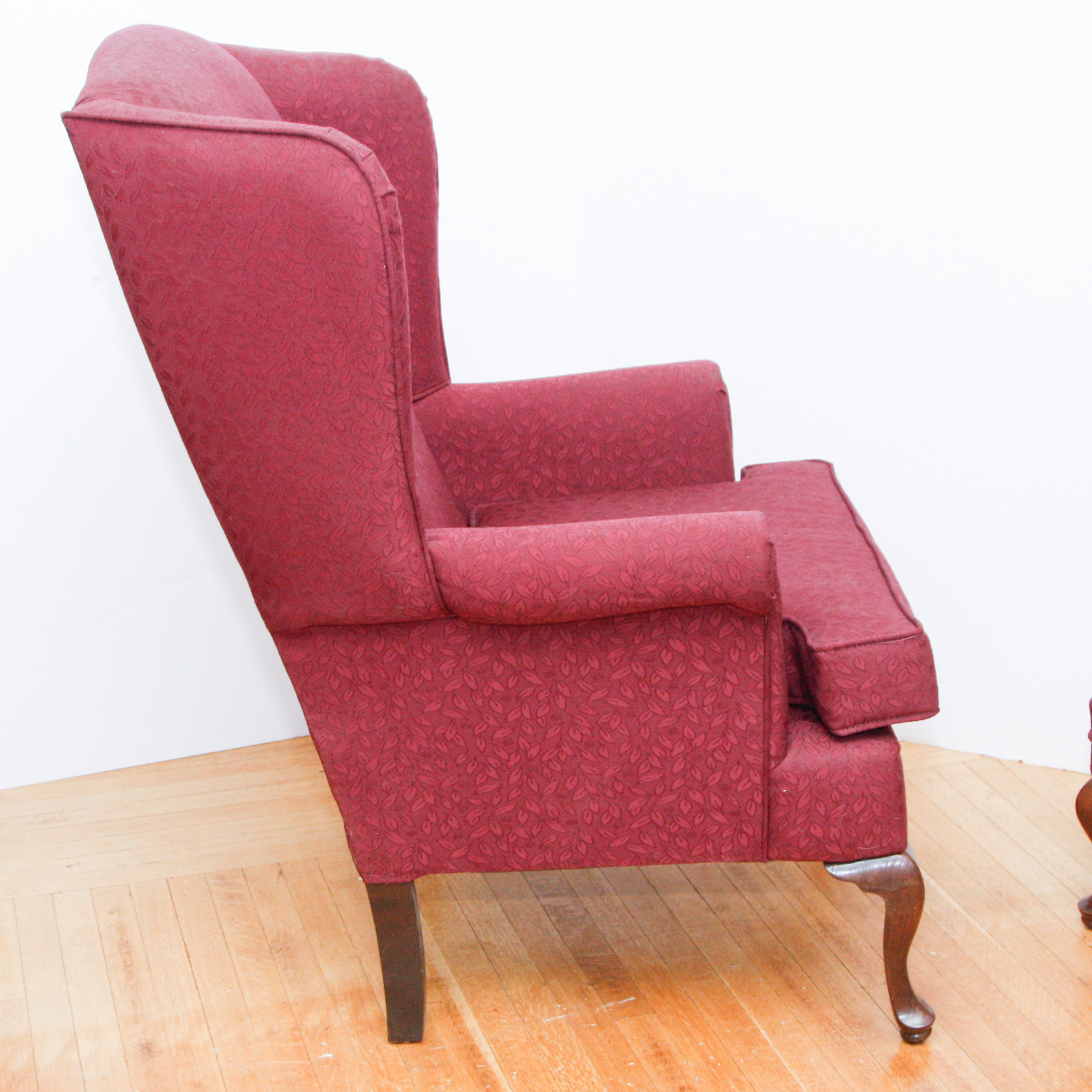 Queen Anne Style Wingback Chair and Ottoman