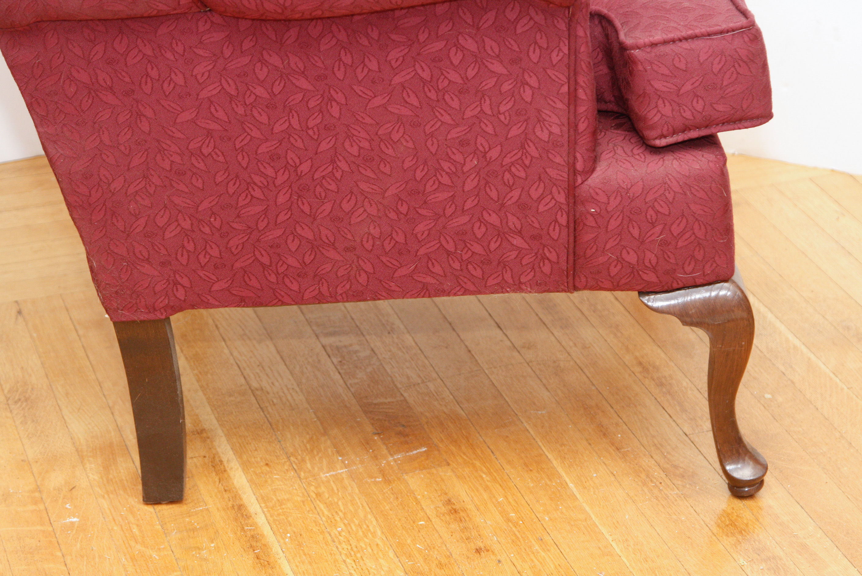 Queen Anne Style Wingback Chair and Ottoman