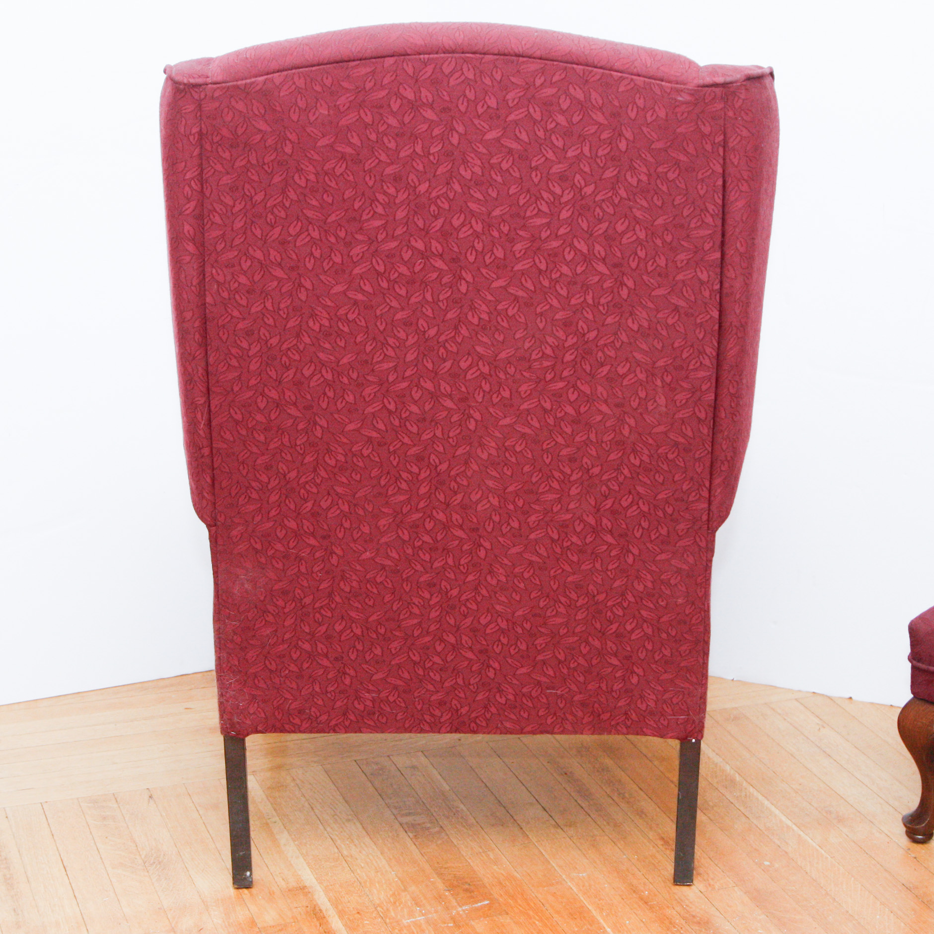 Queen Anne Style Wingback Chair and Ottoman