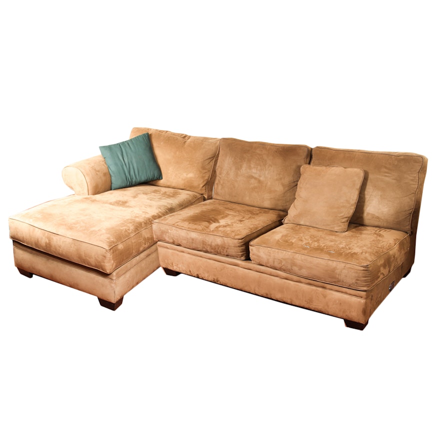 Tan Suede Sectional with Chaise