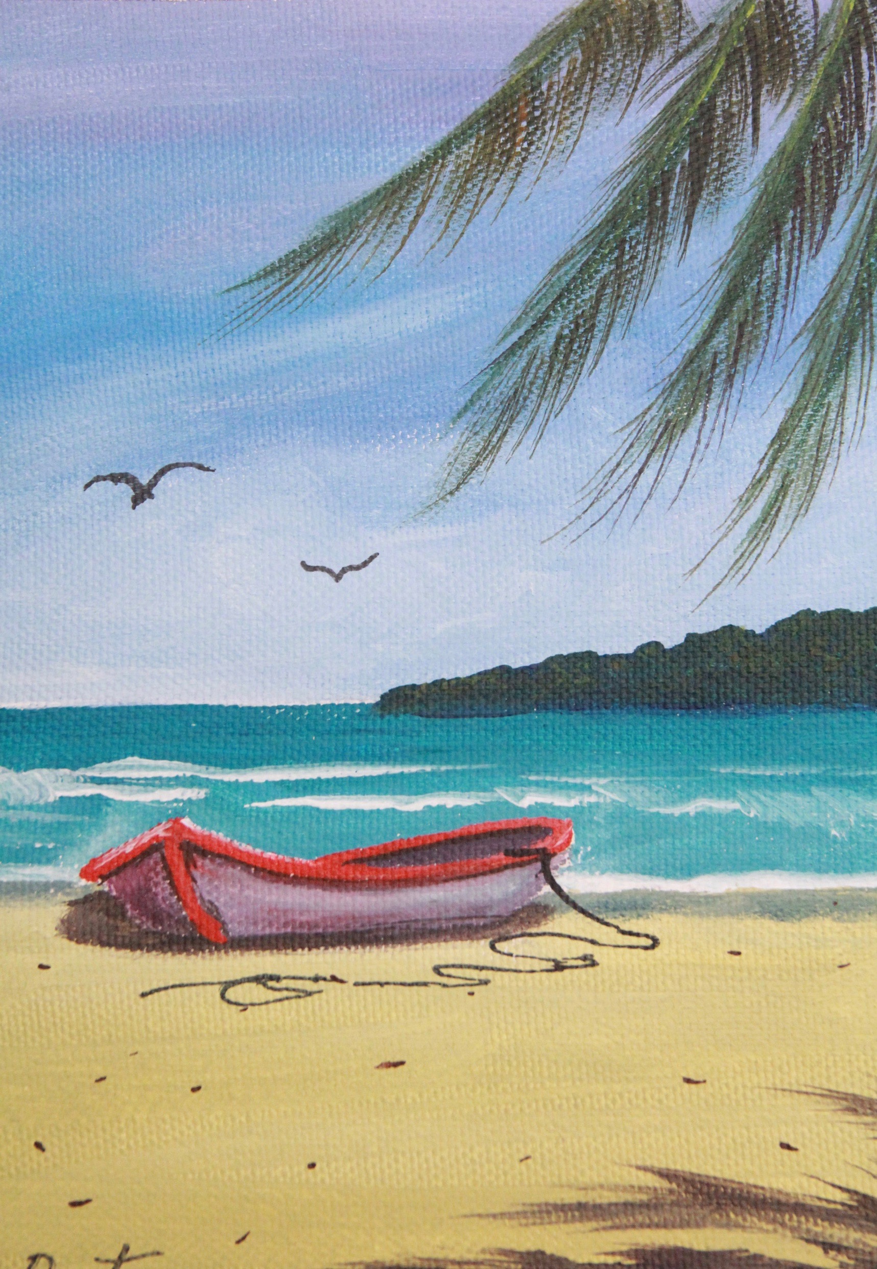 Jorge Duarte 1990s Acrylic on Canvas of Tropical Maritime Scene