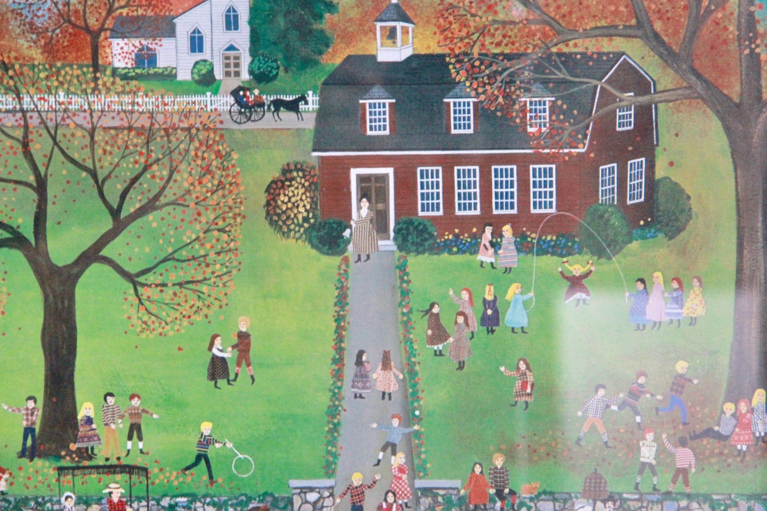 Regi Klein Offset Lithograph Village Scene