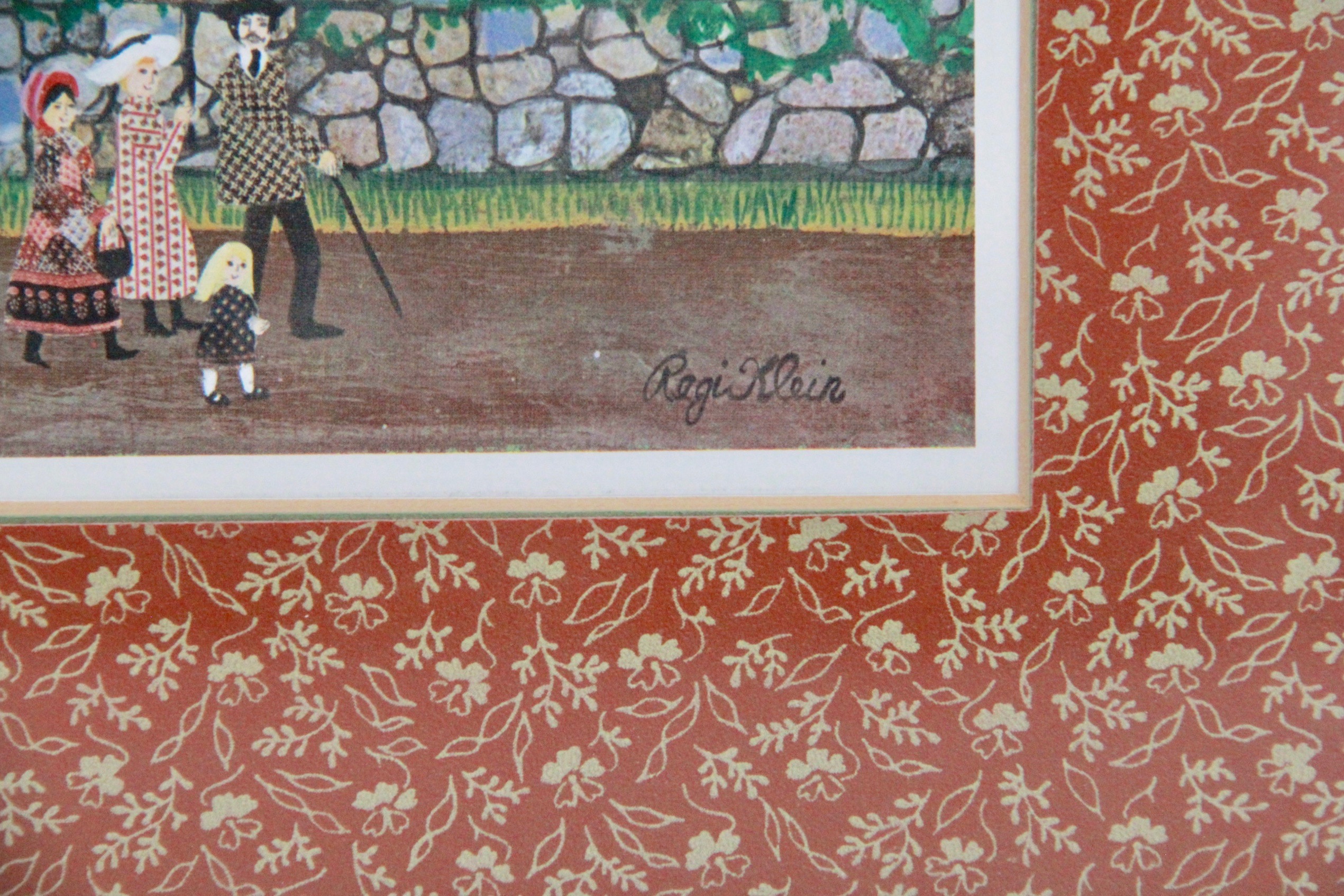 Regi Klein Offset Lithograph Village Scene