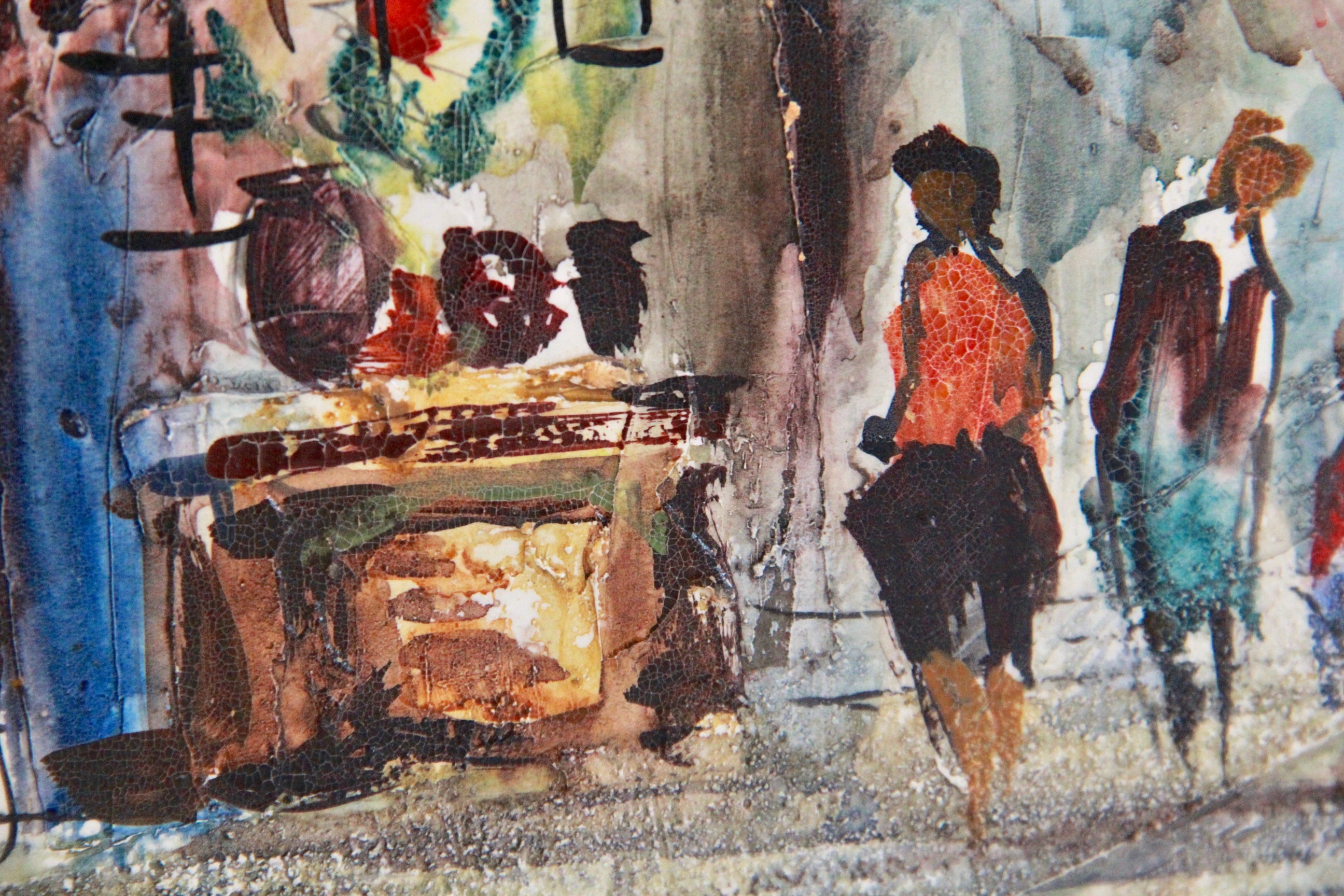 Mid Century Oil on Board of European Cityscape