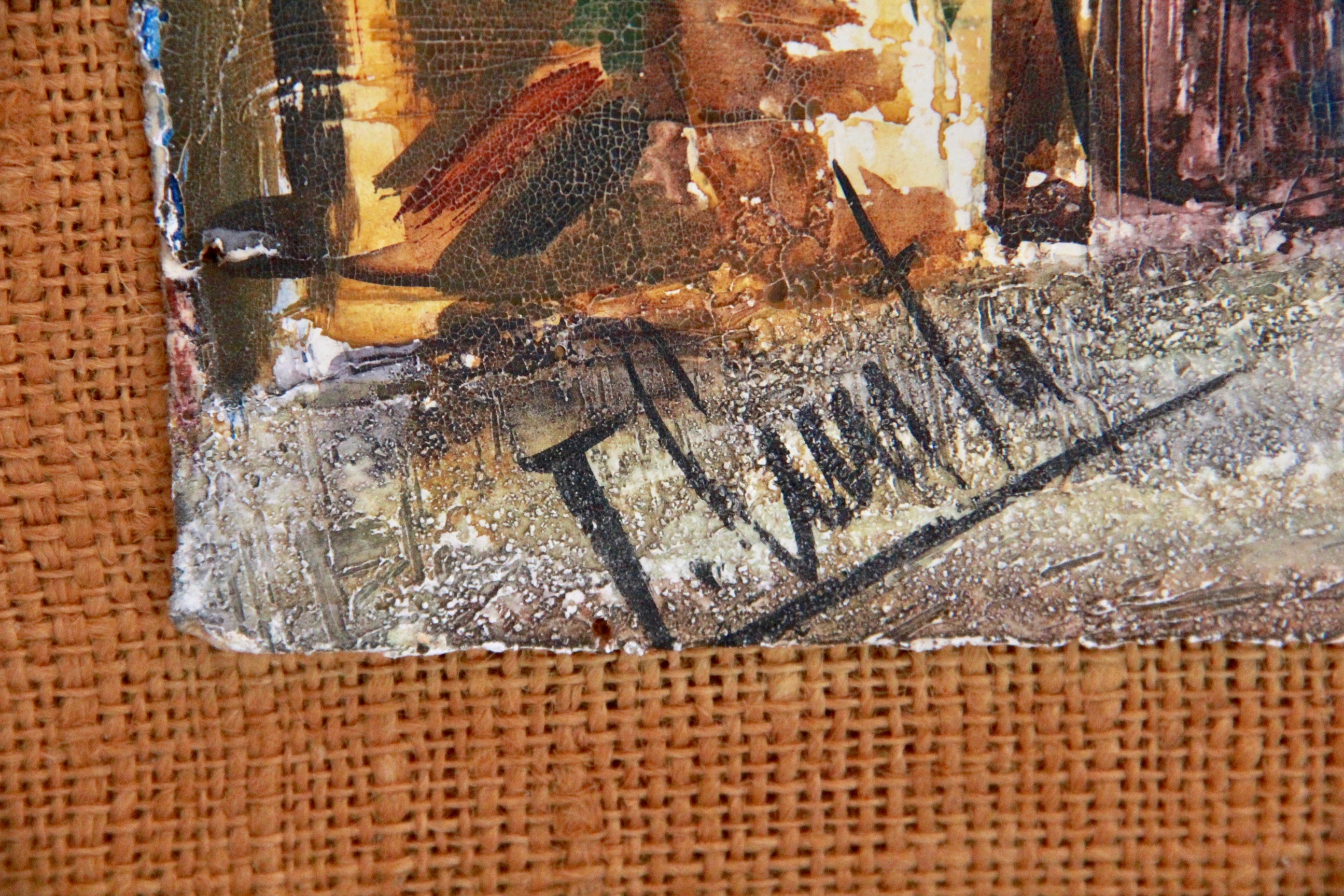 Mid Century Oil on Board of European Cityscape