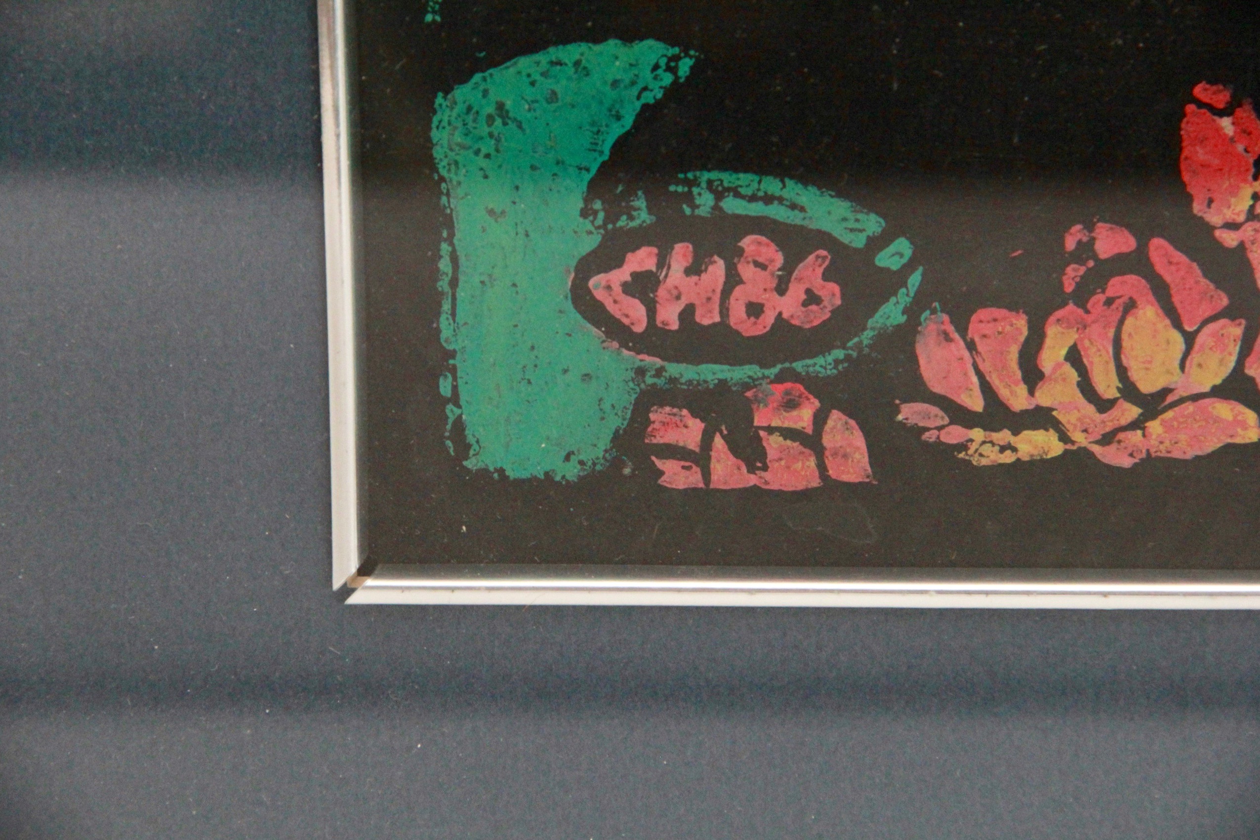 East Asian Inspired Intaglio Print on Black Paper