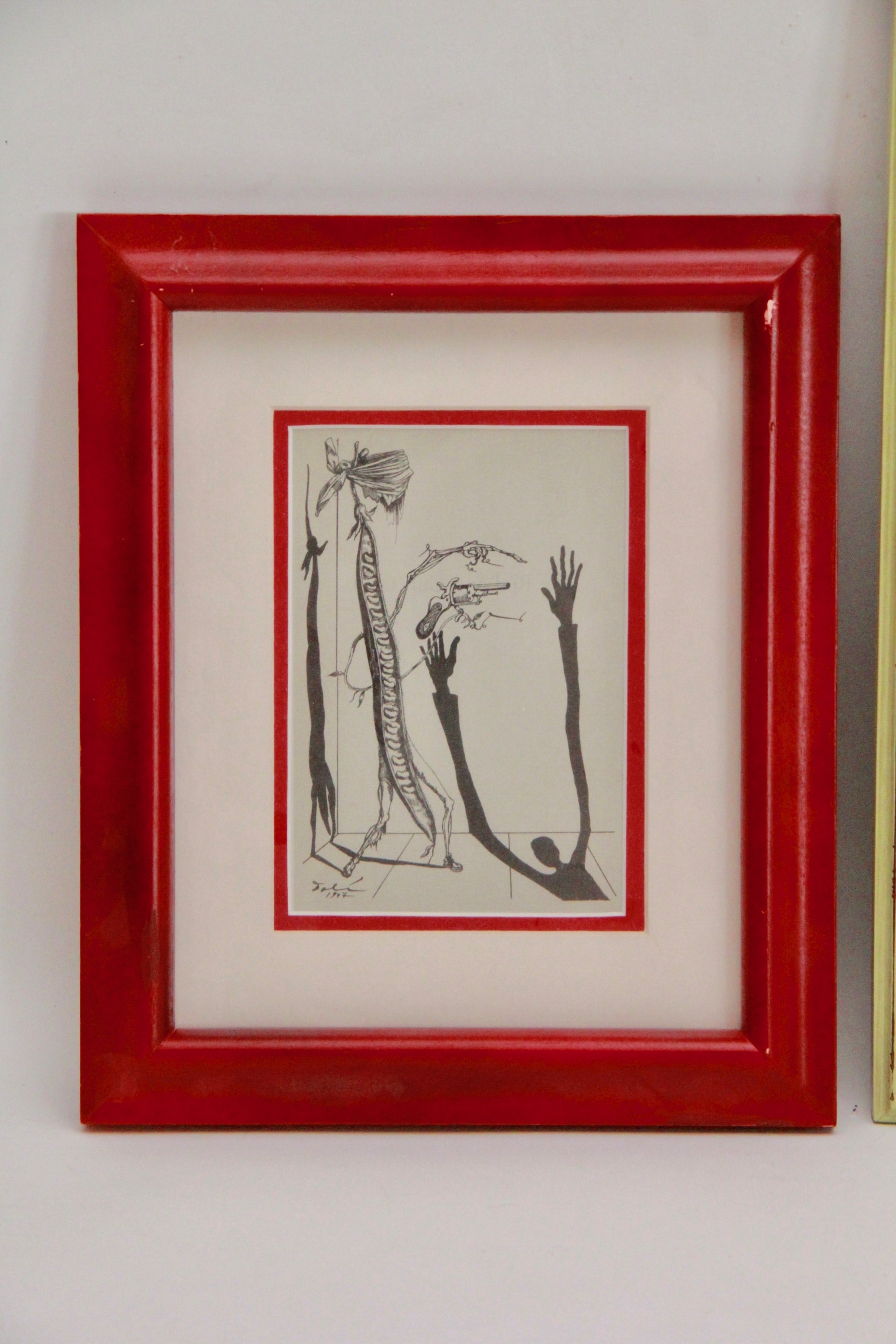 Pastel Cityscape and After Salvador Dalí Reproduction Print "Rod and Gun"