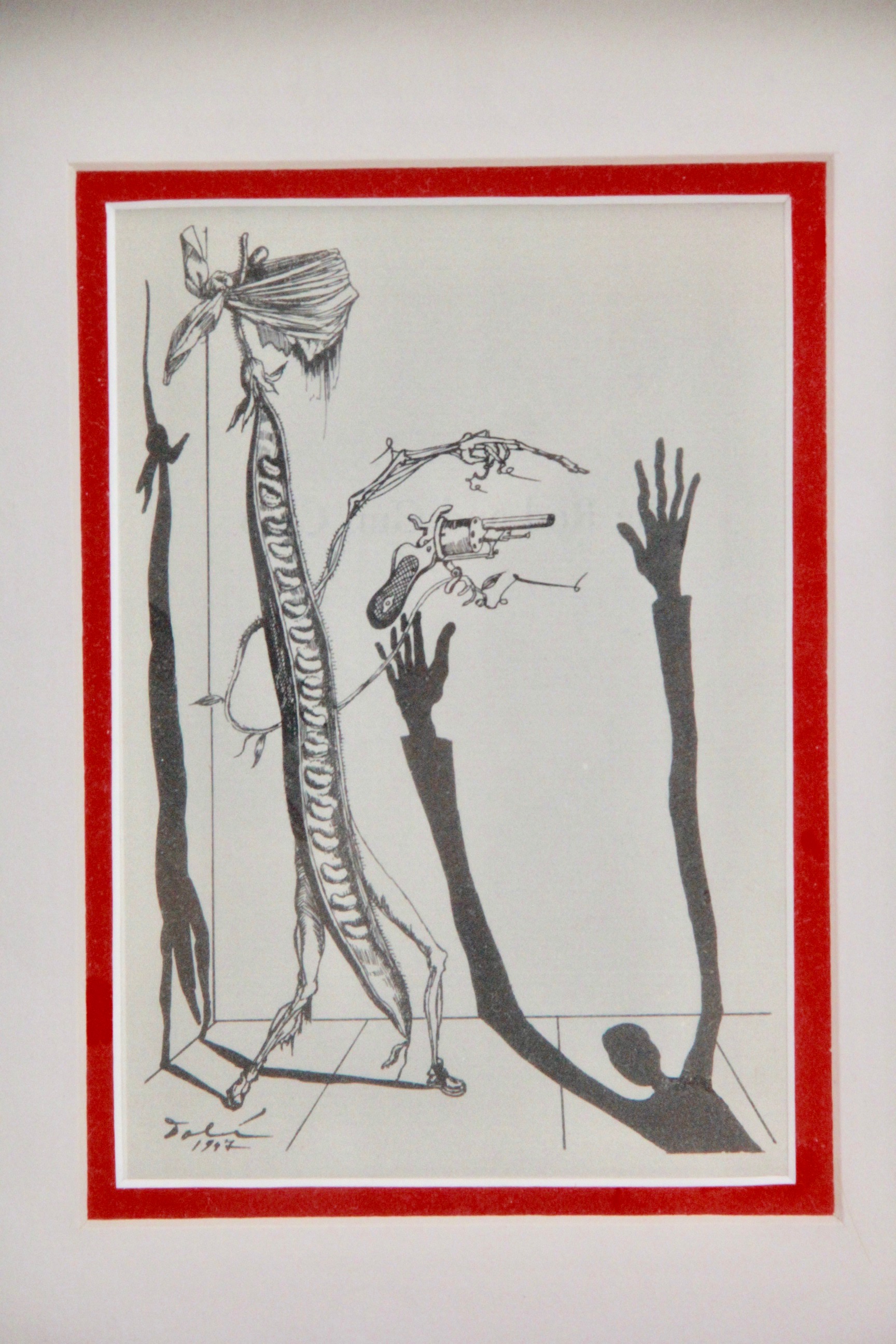 Pastel Cityscape and After Salvador Dalí Reproduction Print "Rod and Gun"