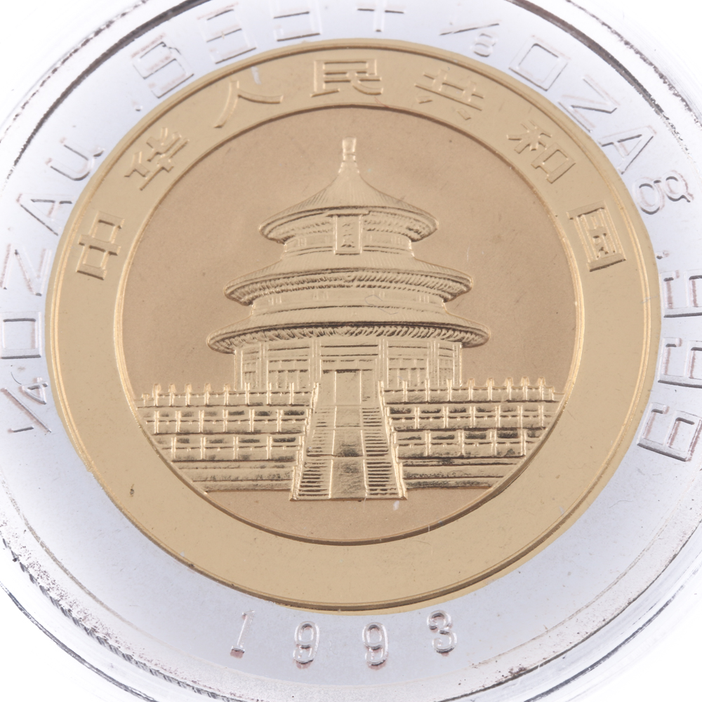 1993 Chinese Panda 1/4 ounce 25 Yuan Bi-metal Gold and Silver coin