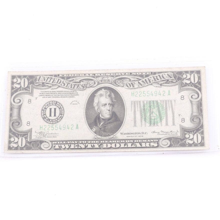 Series of 1934 $20 Federal Reserve Note