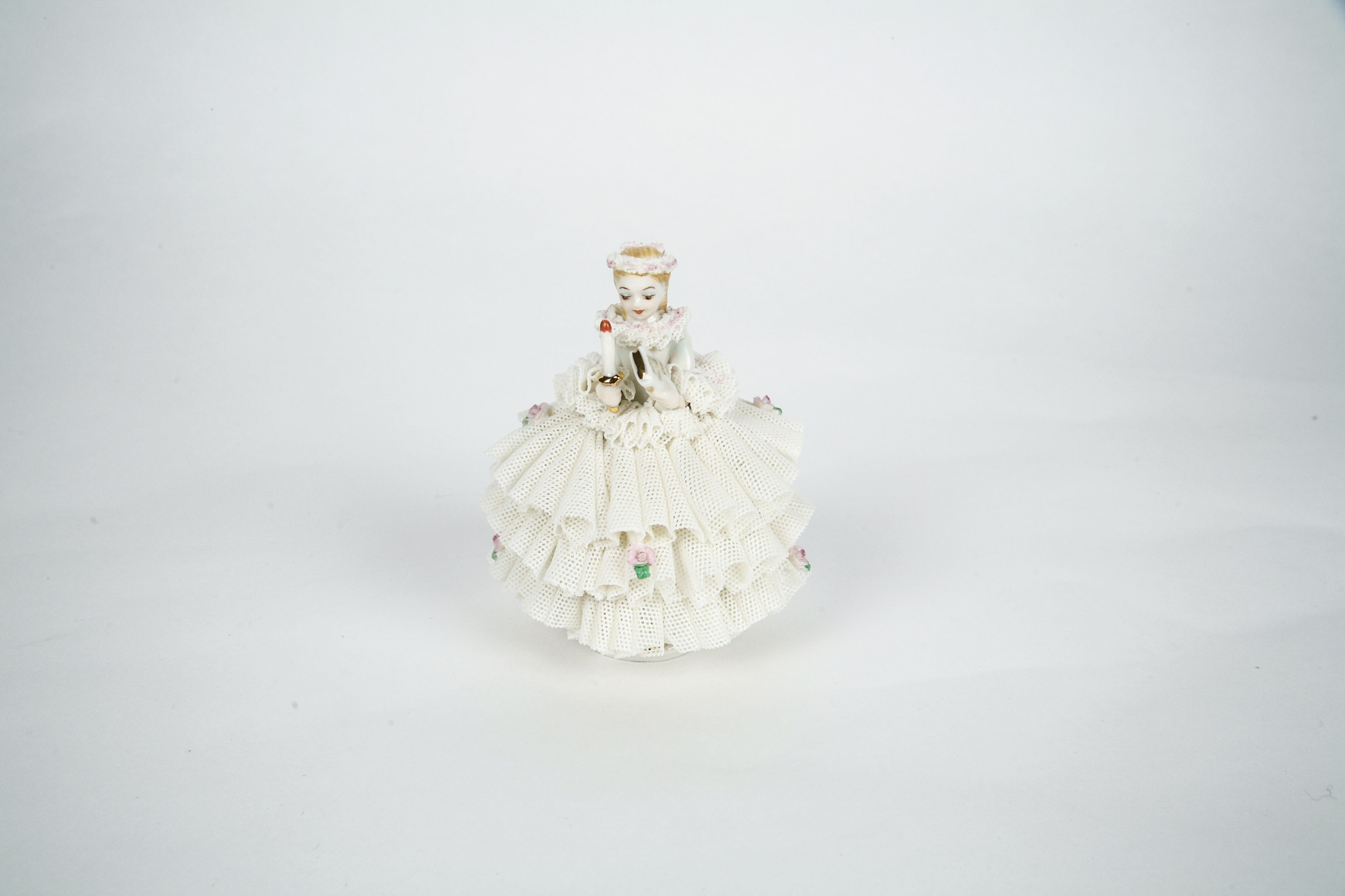 Two Vintage Irish Dresden Porcelain Lace Figurines "Pamela" and " Communion Girl"