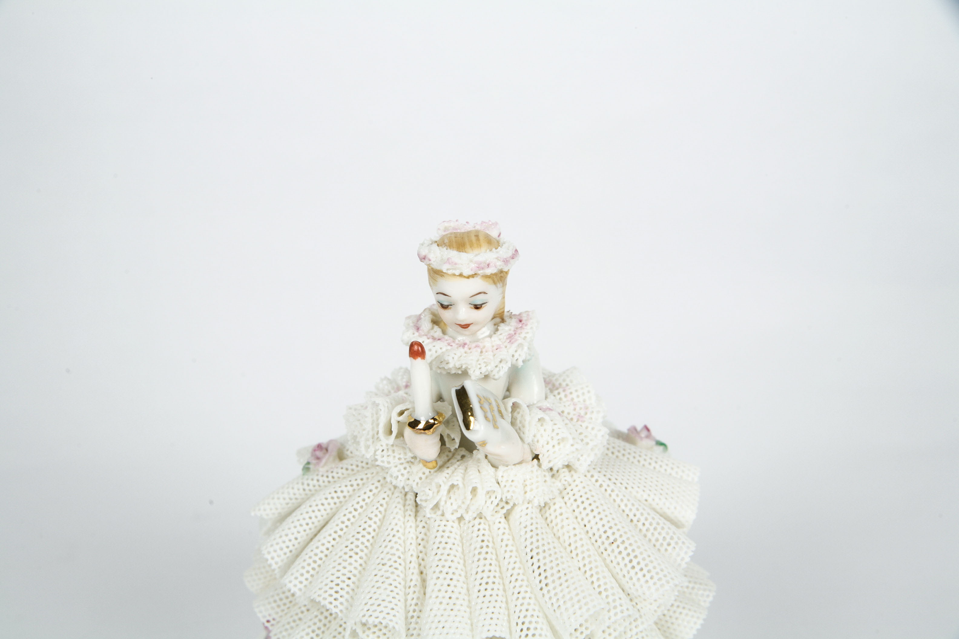 Two Vintage Irish Dresden Porcelain Lace Figurines "Pamela" and " Communion Girl"