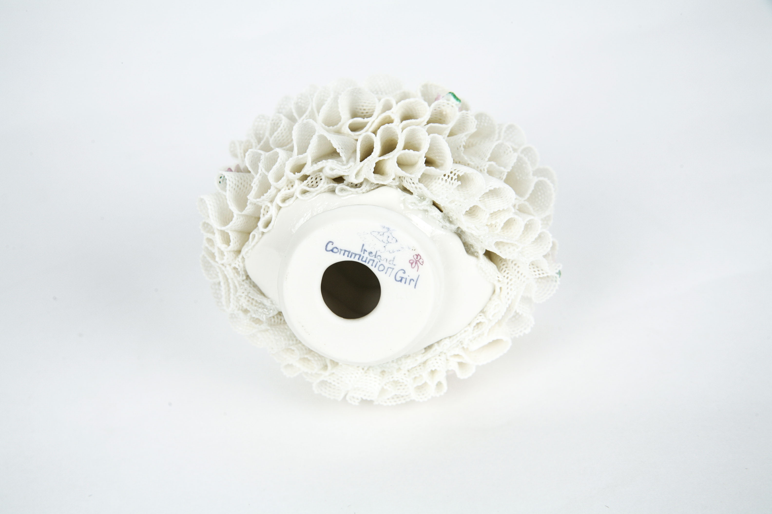 Two Vintage Irish Dresden Porcelain Lace Figurines "Pamela" and " Communion Girl"