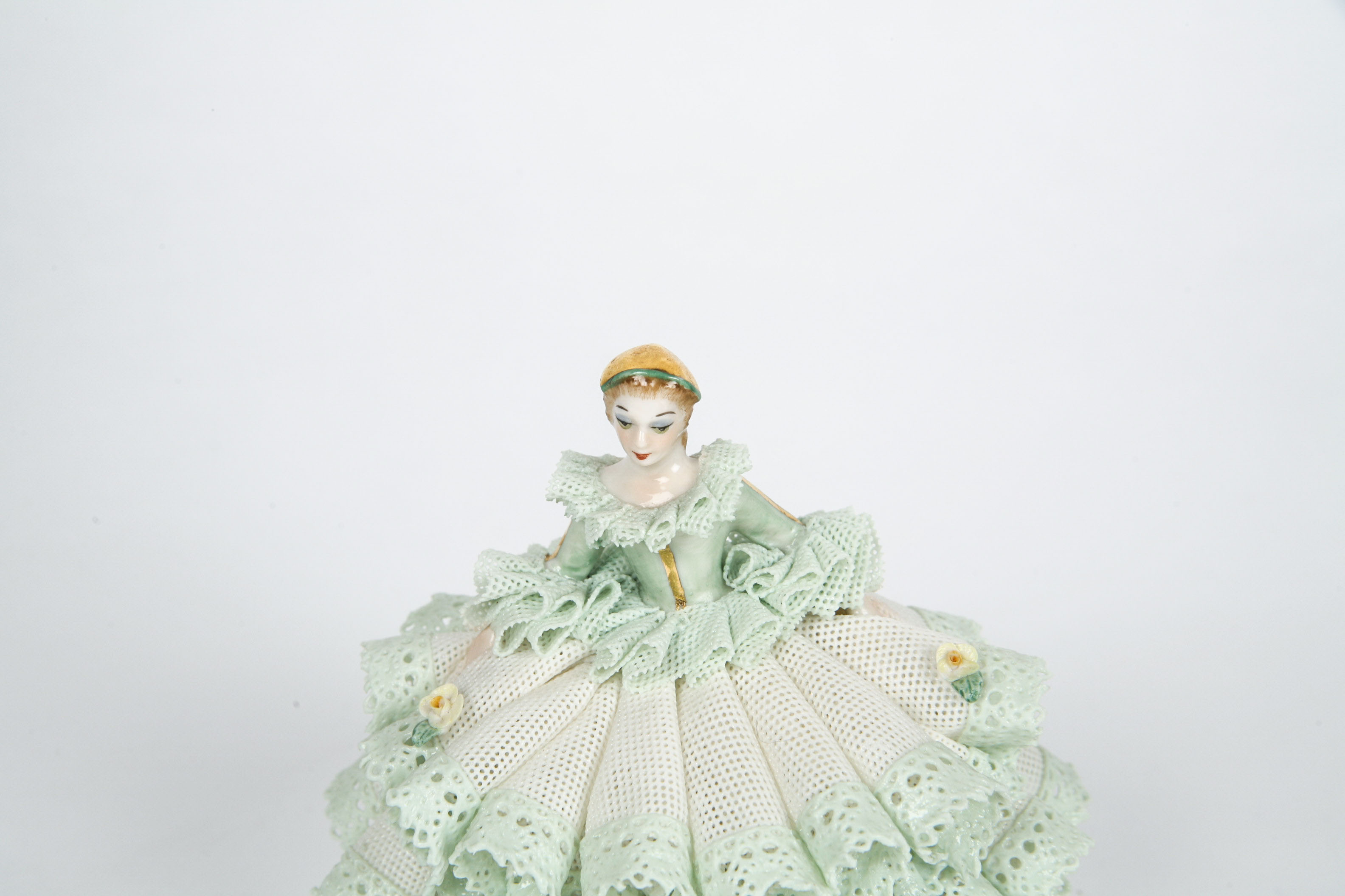 Two Vintage Irish Dresden Porcelain Lace Figurines "Pamela" and " Communion Girl"