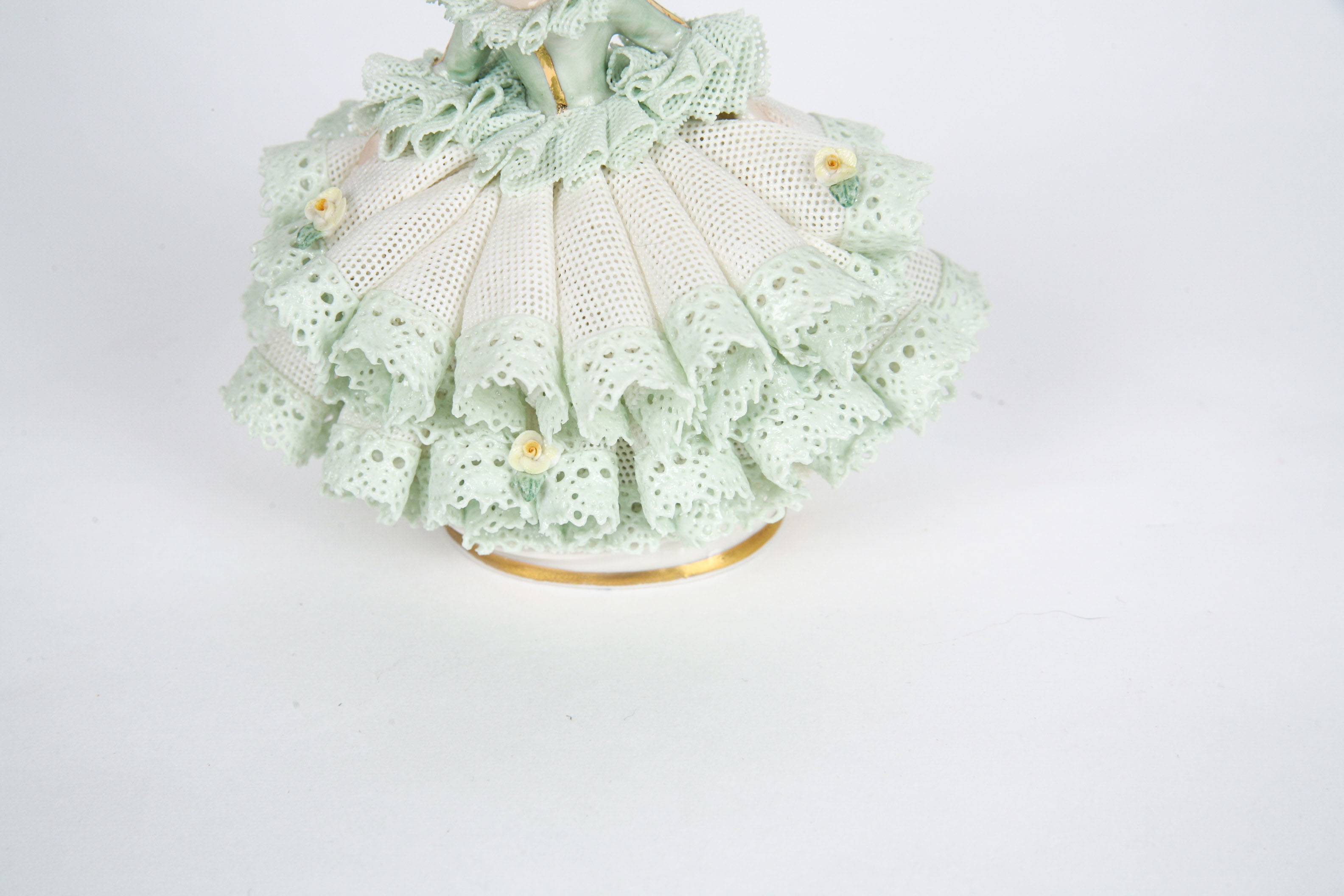 Two Vintage Irish Dresden Porcelain Lace Figurines "Pamela" and " Communion Girl"