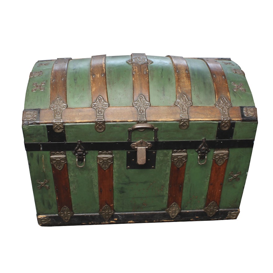 Antique Dome Top Steamer Trunk