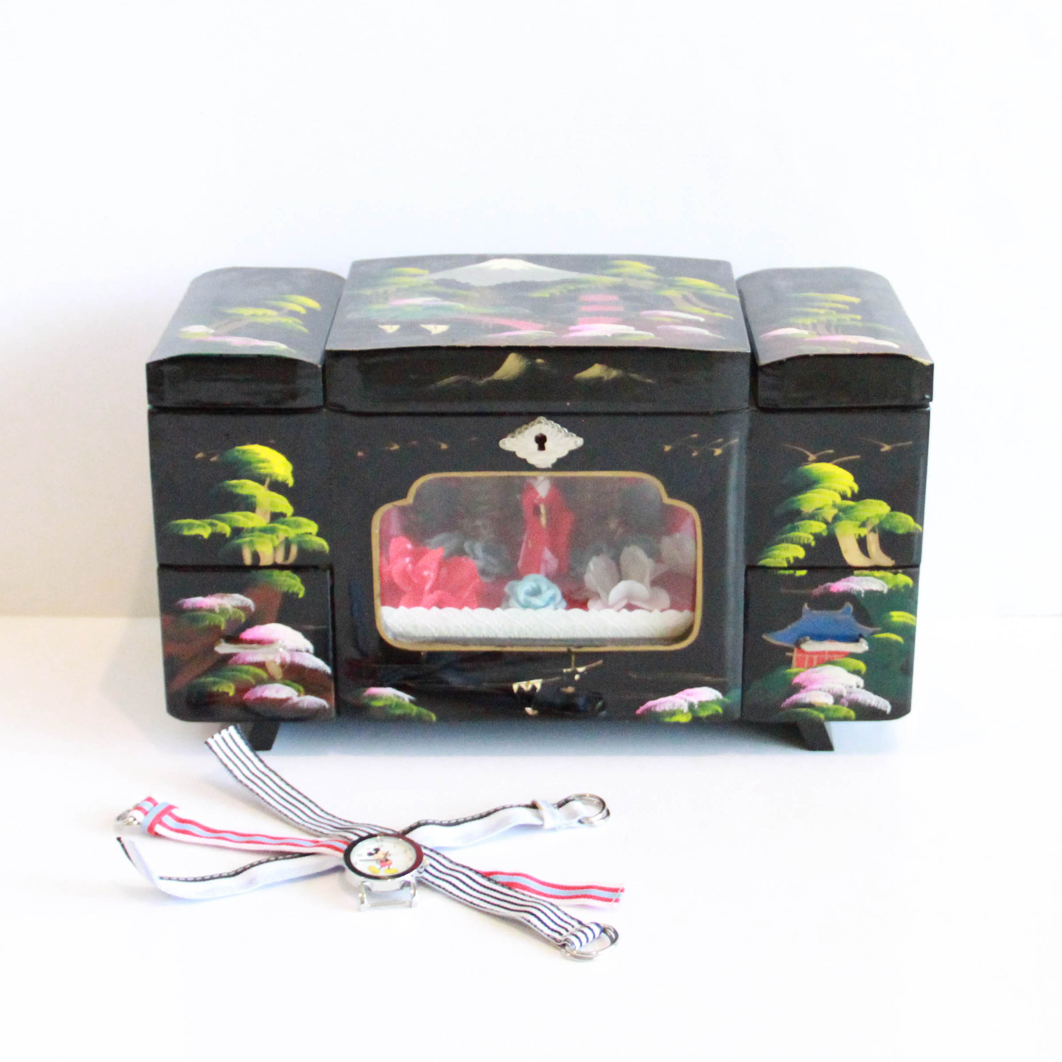 Japanese Jewelry Box With Mickey Mouse Watch