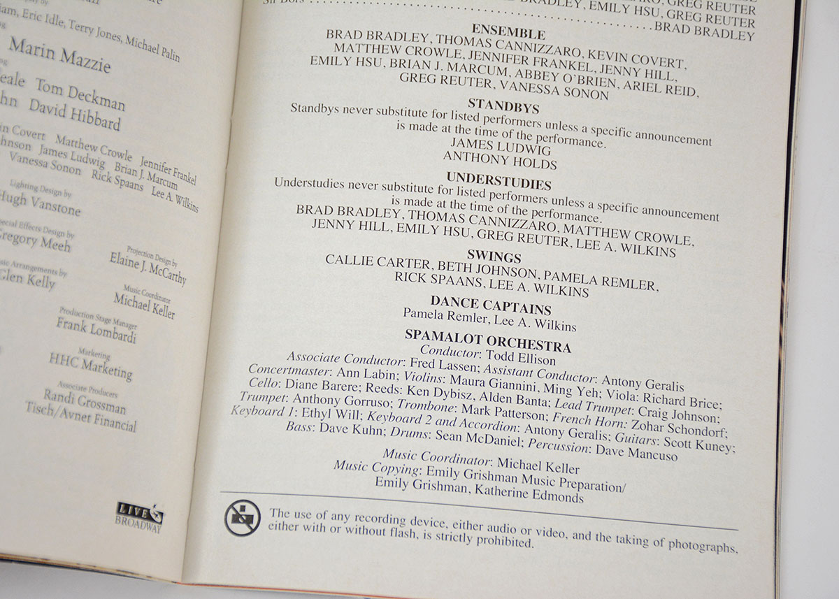 Monty Python's "Spamalot" Playbill and Signed Poster