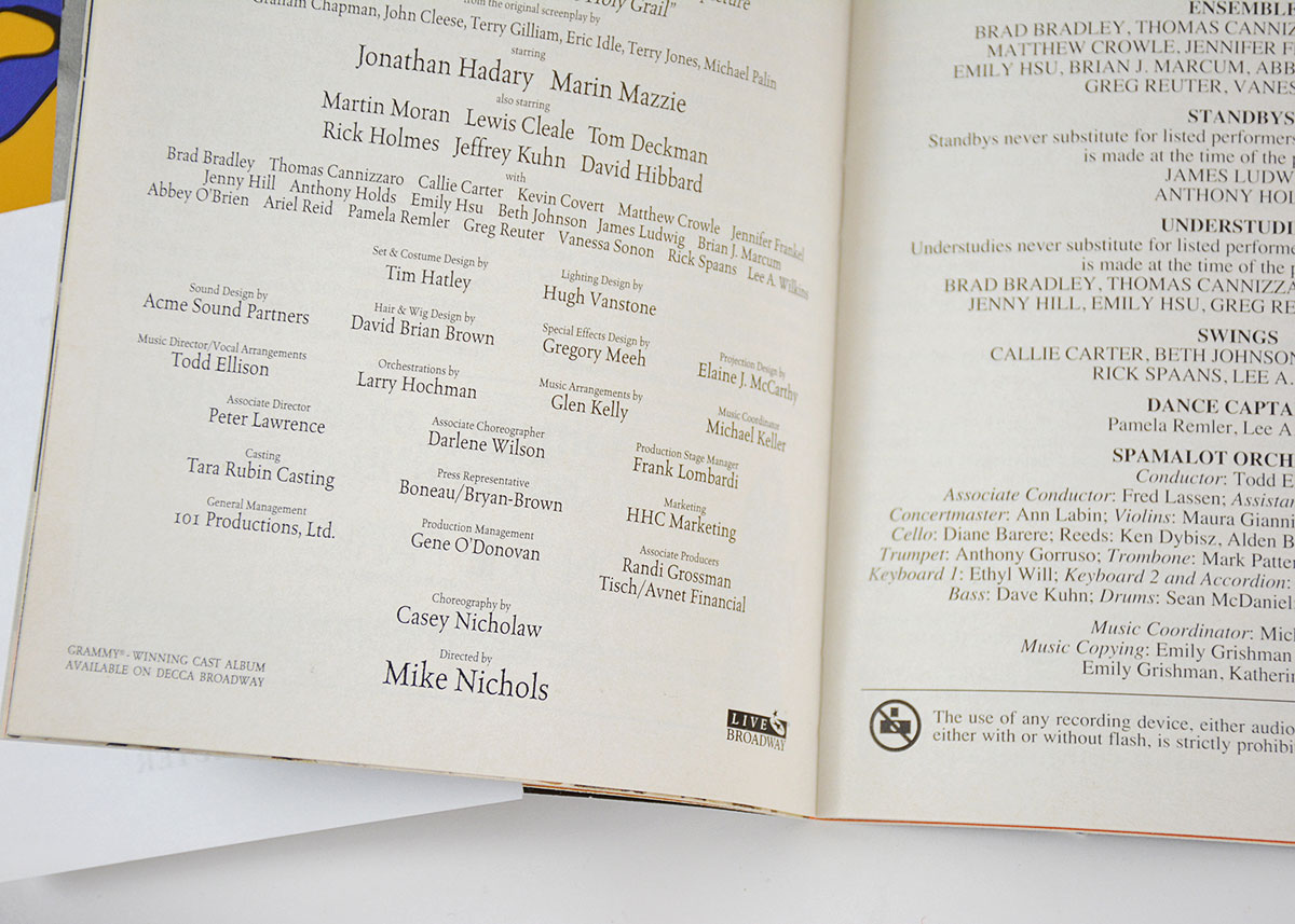 Monty Python's "Spamalot" Playbill and Signed Poster