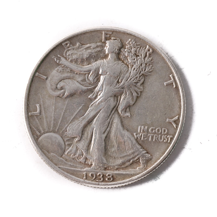 1938 Walking Liberty Silver Half Dollar