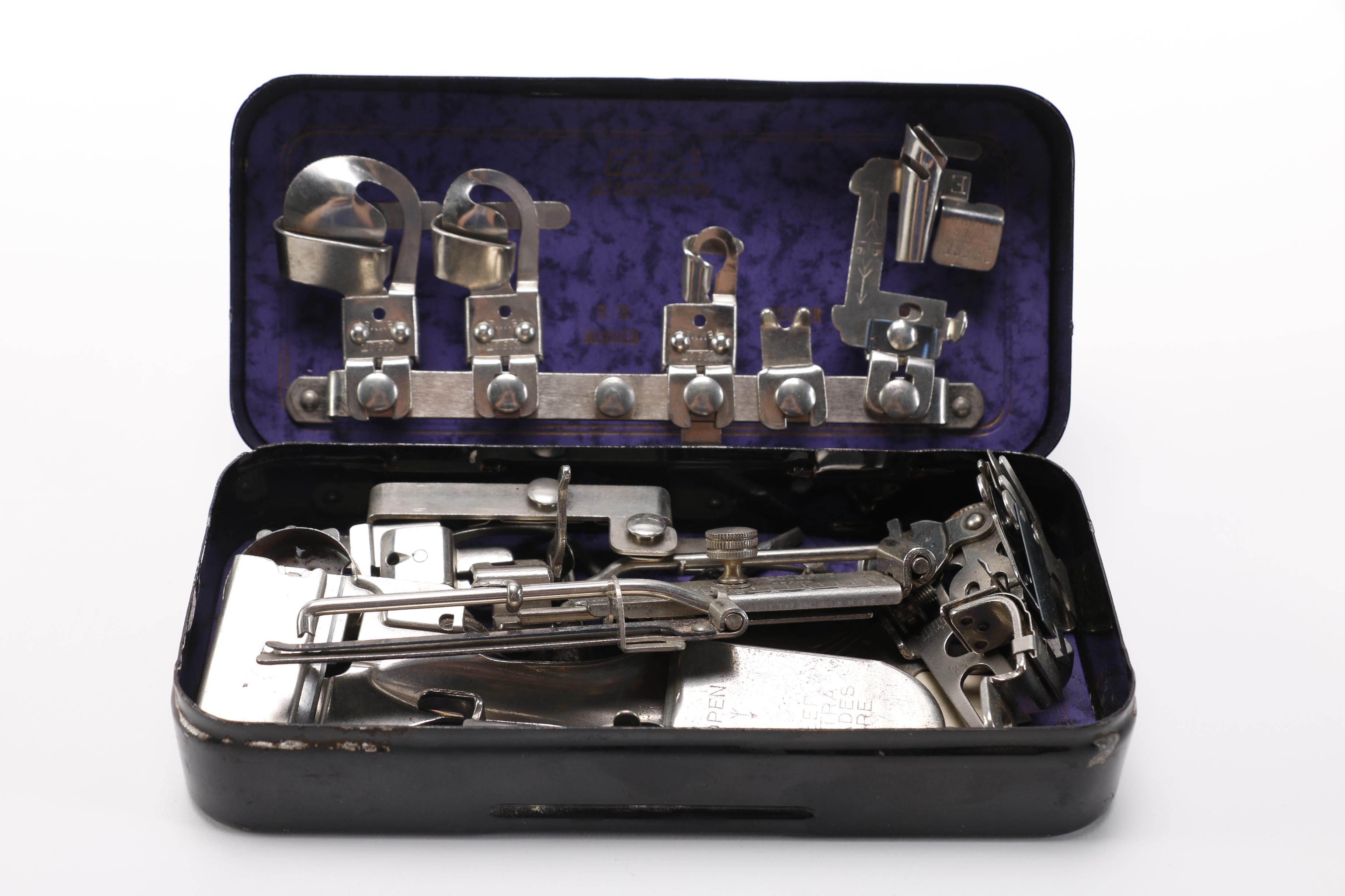 Sewing Tools Including Singer Tiny Serger and Singer Buttonholer