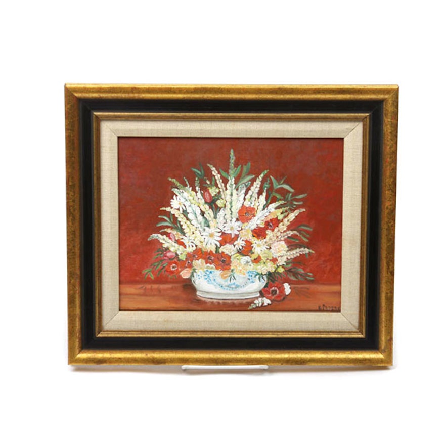 Signed Original Oil Painting of a Floral Bouquet