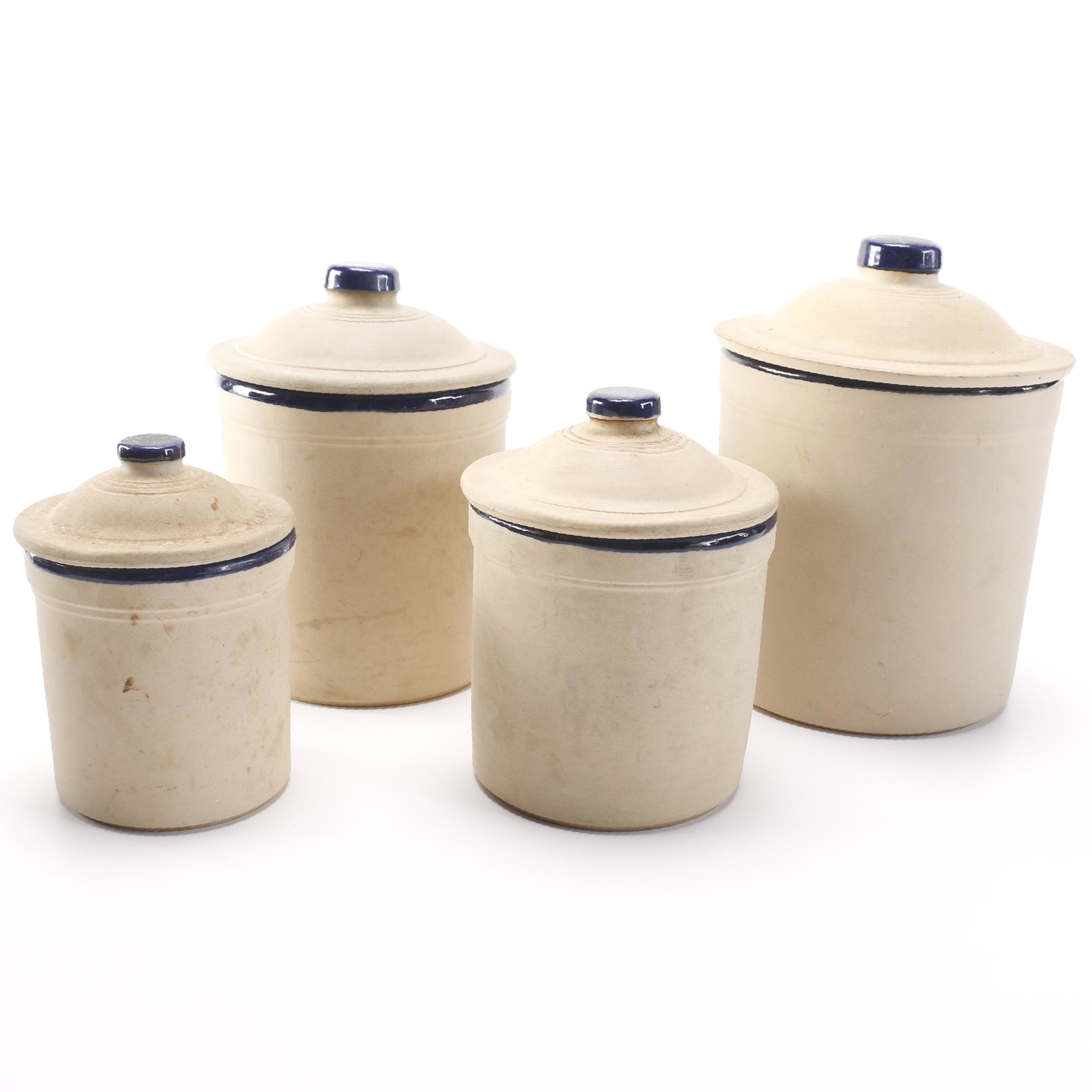 Four Great American Stoneware Factory Earthenware Canisters