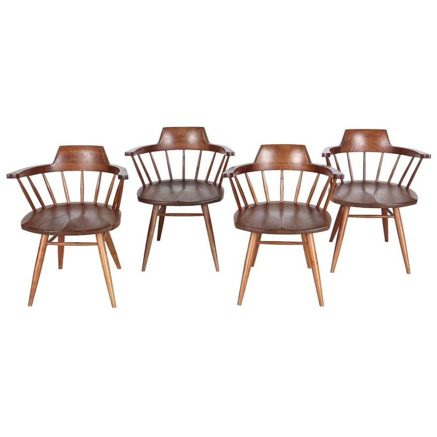 Vintage Nakashima Walnut Dining Armchairs With Provenance