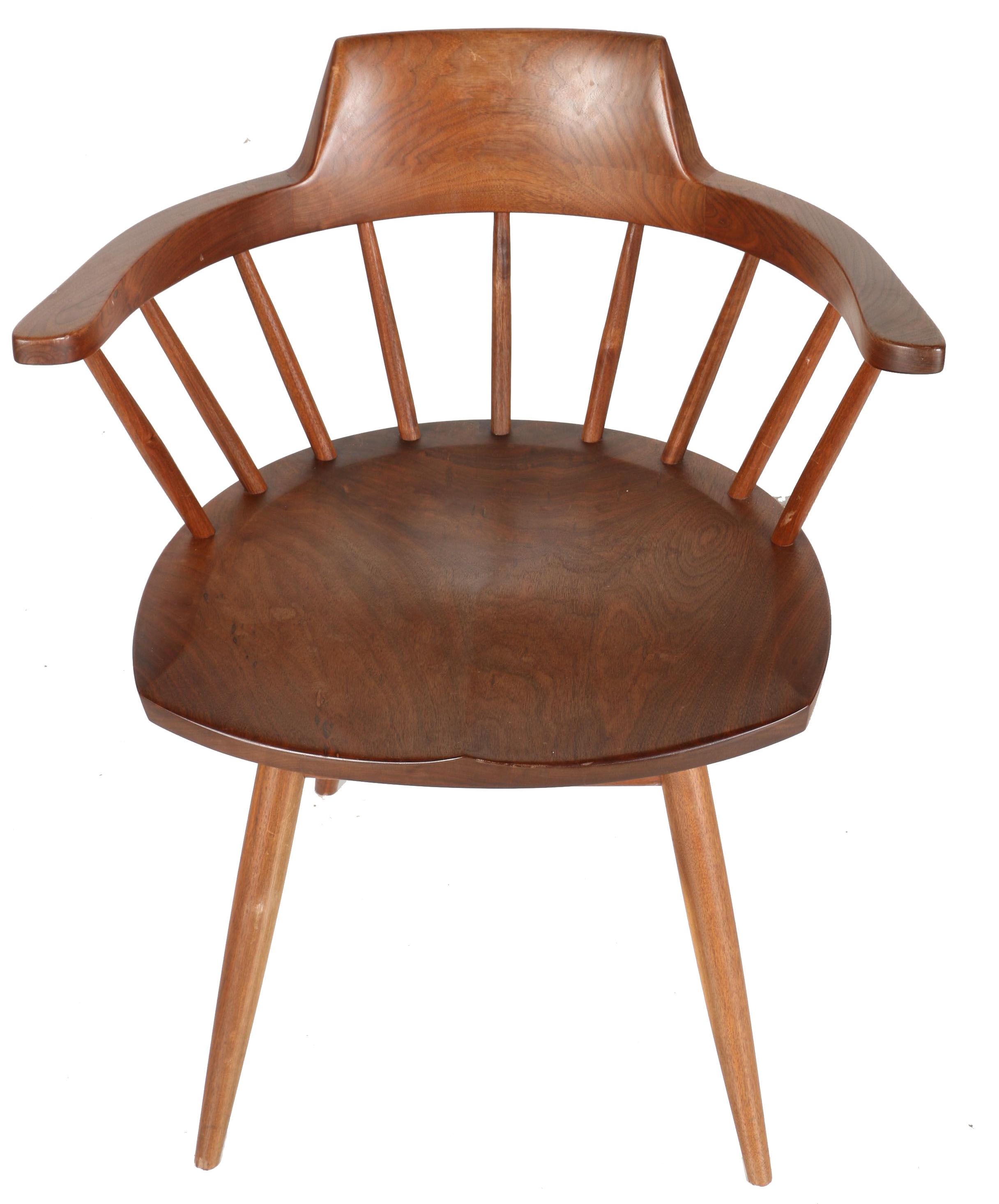 Vintage Nakashima Walnut Dining Armchairs With Provenance