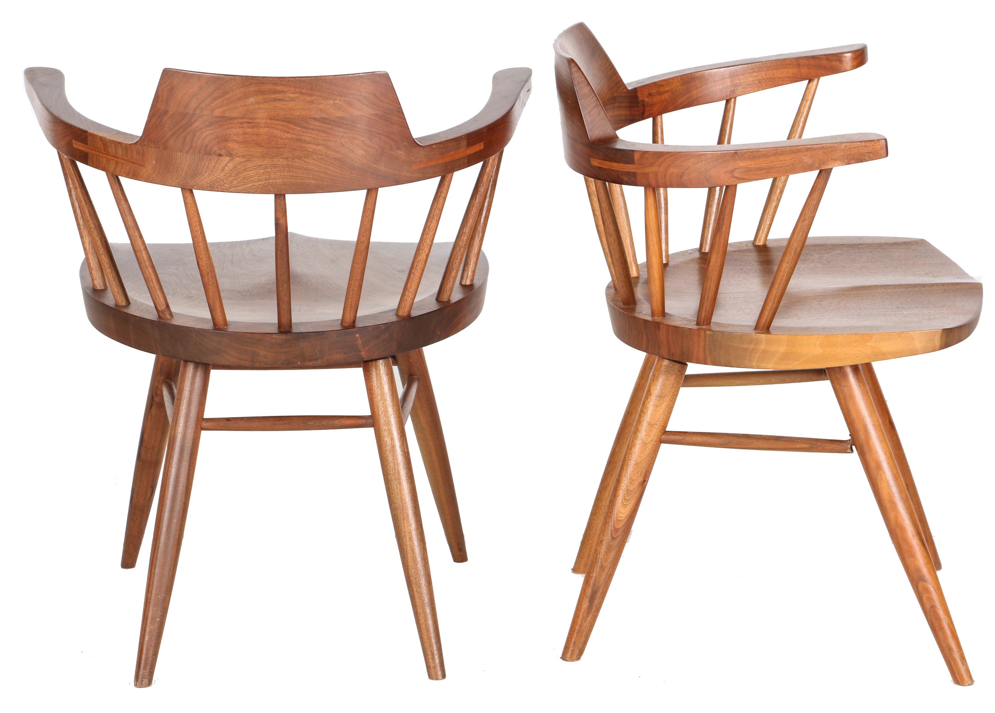 Vintage Nakashima Walnut Dining Armchairs With Provenance