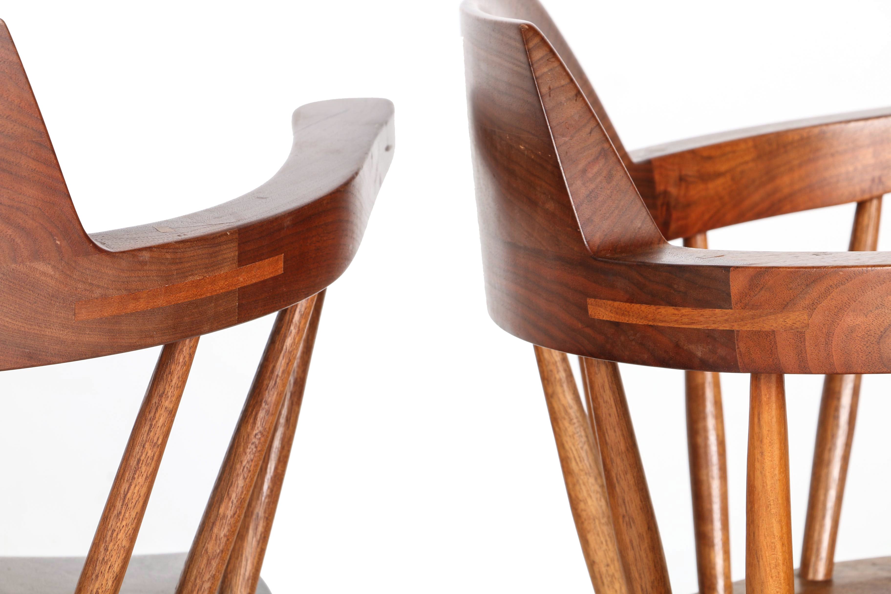 Vintage Nakashima Walnut Dining Armchairs With Provenance
