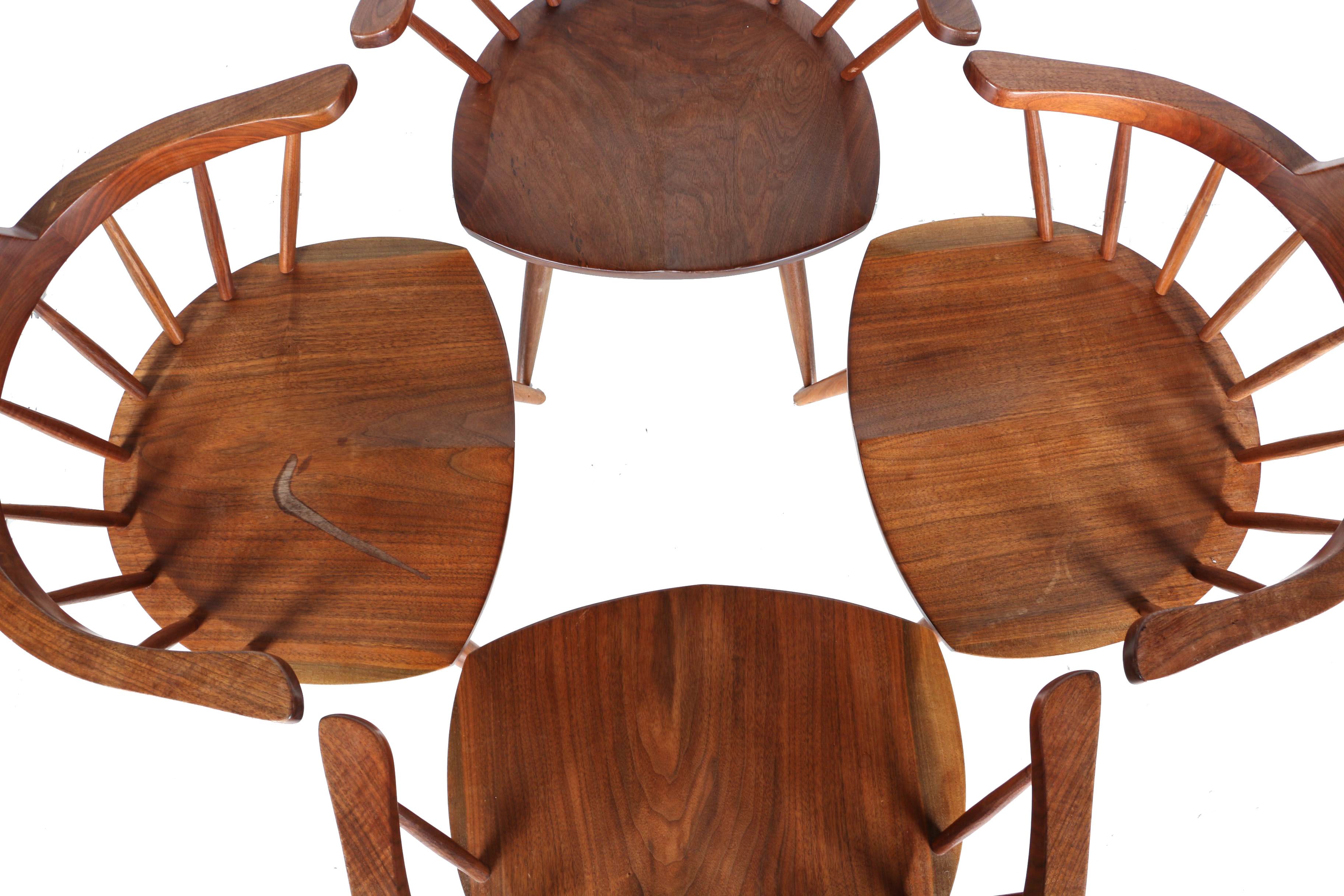 Vintage Nakashima Walnut Dining Armchairs With Provenance