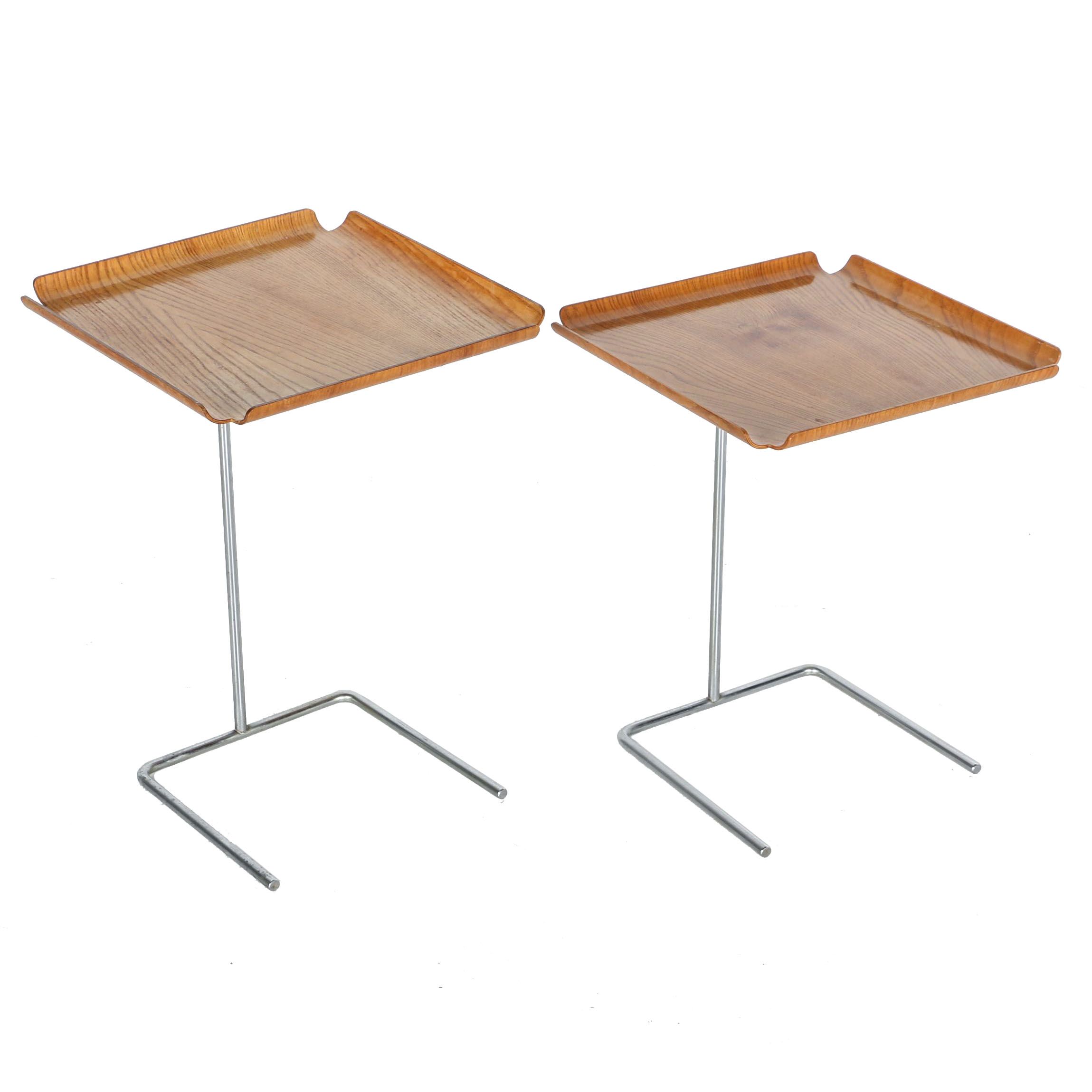Mid Century Modern "4950" Bentwood Tray Tables by George Nelson for Herman Miller With Invoice